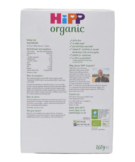 HiPP Organic Baby Rice for Weaning | Ideal First Food for Infants | 160g - MINIMEE KIDS