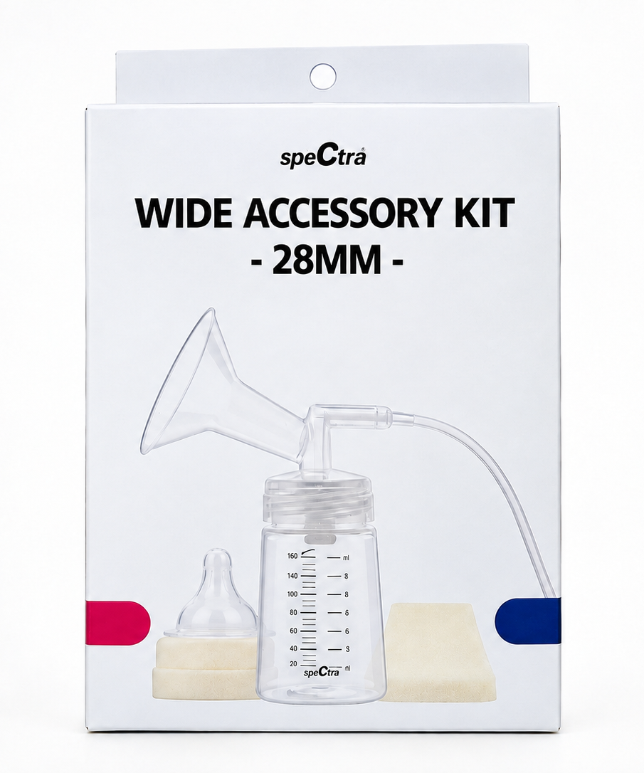 Spectra Wide Accessory Kit for S1 & S2 Breast Pumps – BPA-Free Breast Pump Accessory Set with Bottle, Tubing, Backflow Protector, Breast Flange & Duckbill Valve | 16mm, 20mm, 24mm & 28mm