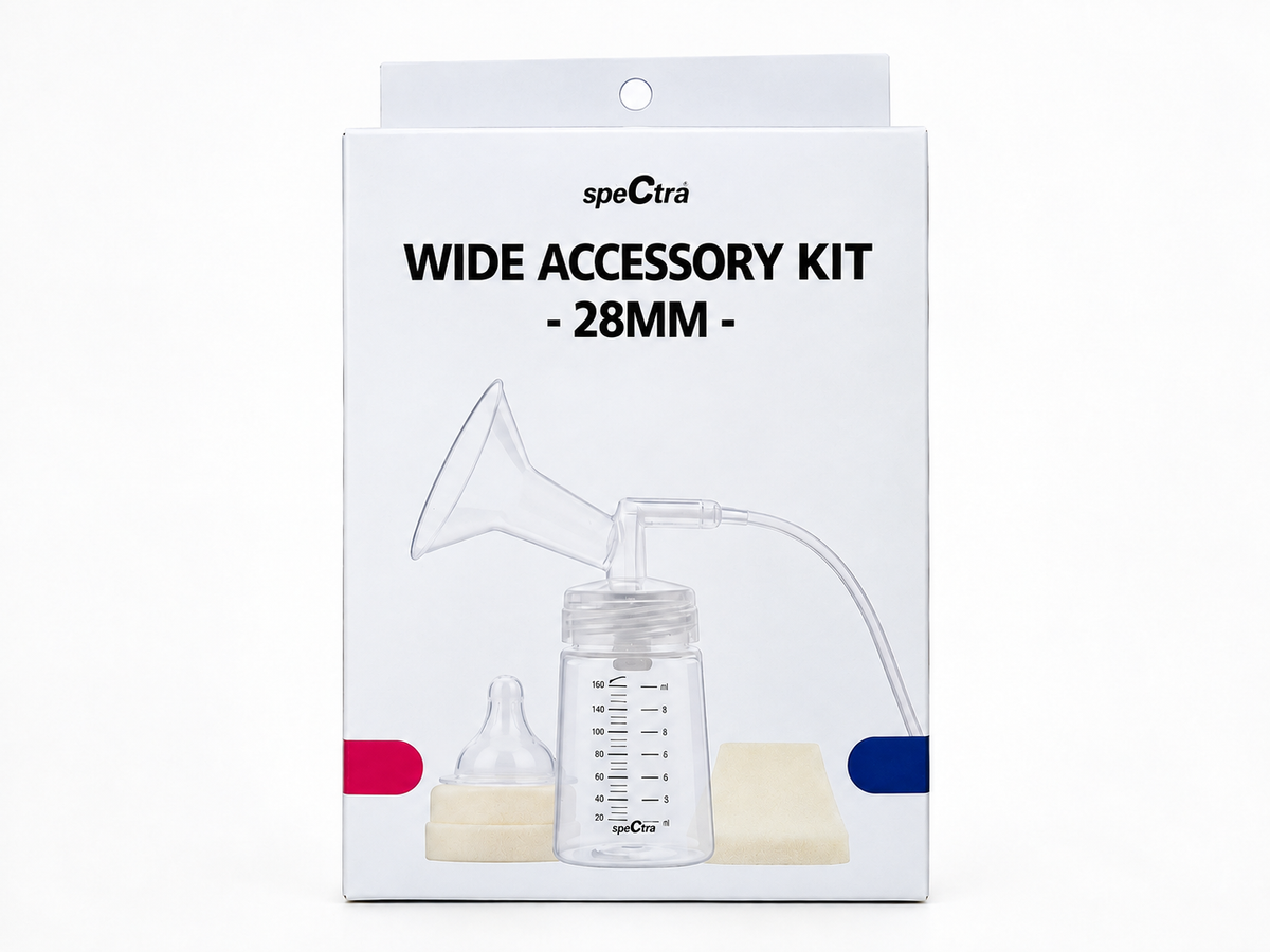 Spectra Wide Accessory Kit for S1 & S2 Breast Pumps – BPA-Free Breast Pump Accessory Set with Bottle, Tubing, Backflow Protector, Breast Flange & Duckbill Valve | 16mm, 20mm, 24mm & 28mm