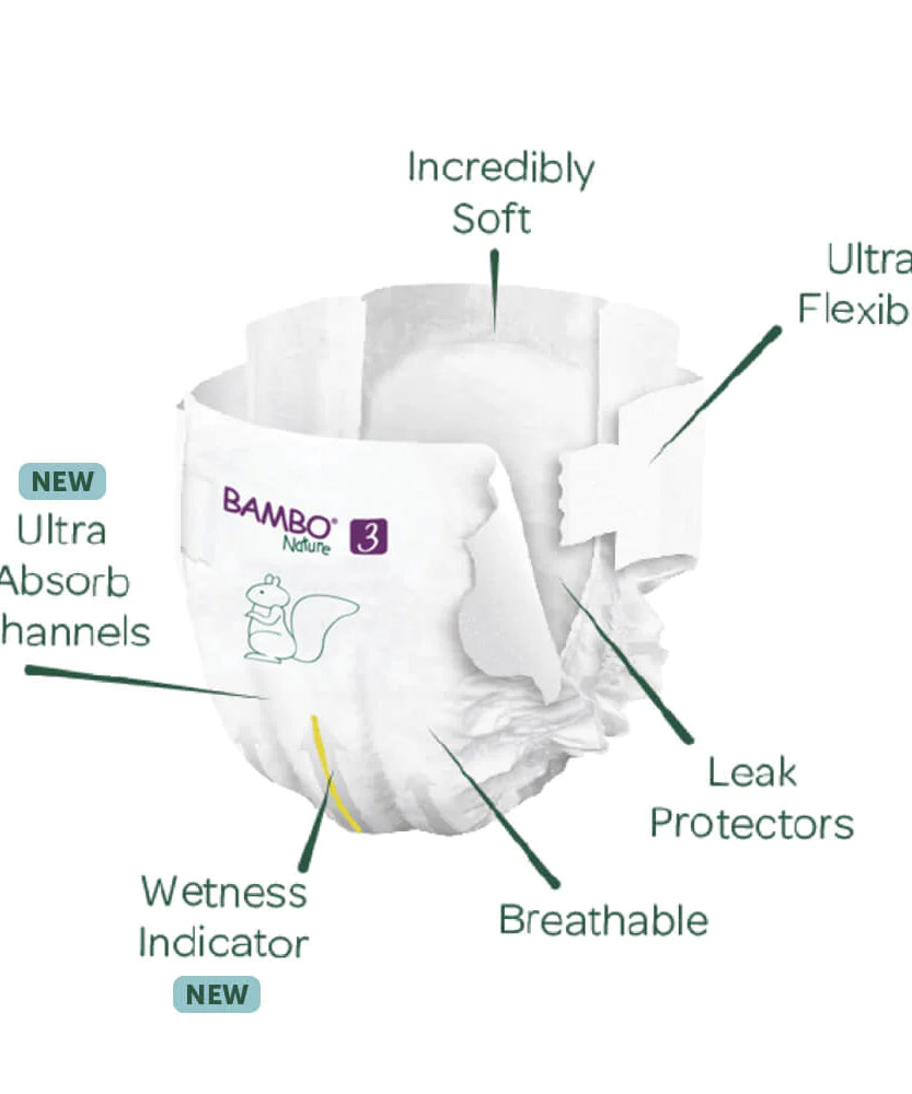 Bambo Nature Tape Style Diapers 3 - Medium 4-8 kg (Pack of 28) | Skin-Friendly & Eco-Friendly Diapers for Boys and Girls - MINIMEE KIDS