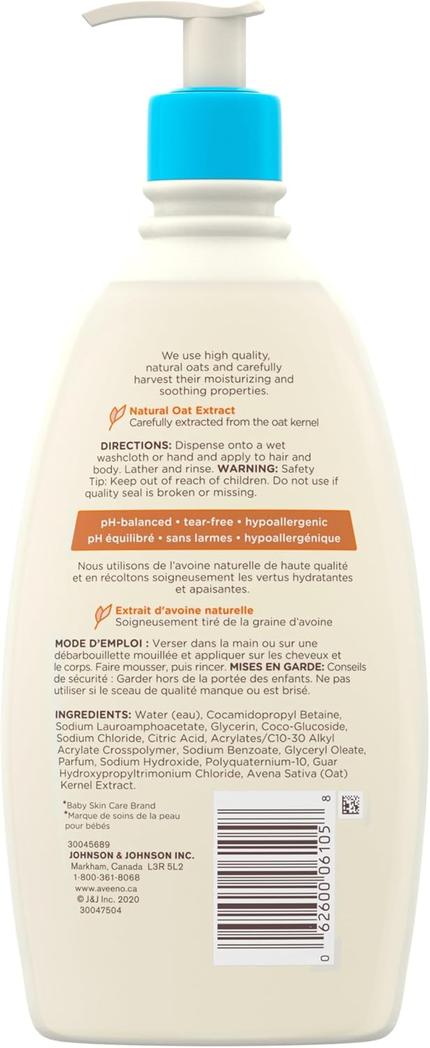 Aveeno Baby Wash and Shampoo - 532ml | Gentle Cleansing for Sensitive Skin - MINIMEE KIDS