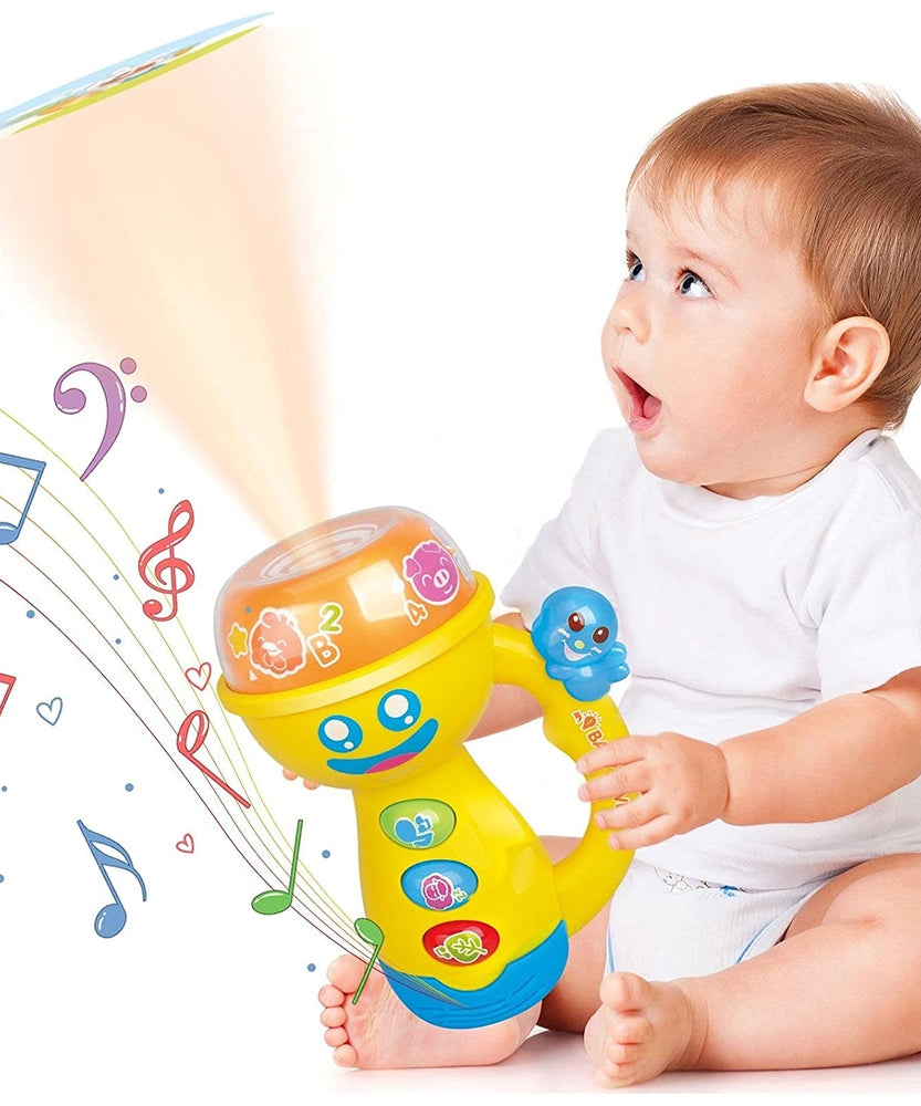 Fivestar Toys Learning Fun Pacify Flashlight | Kids Musical Flashlight Toys with Night Light Projector for Toddlers 12-18 Months - MINIMEE KIDS