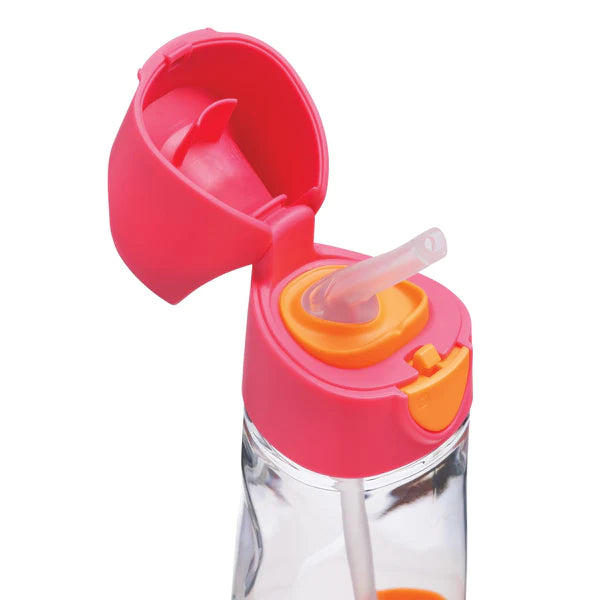 B.Box Tritan Straw Drink bottle - Strawberry Shake Pink Orange - 450ml - MINIMEE KIDS