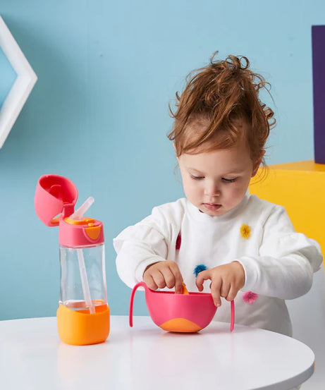 B.Box Tritan Straw Drink bottle - Strawberry Shake Pink Orange - 450ml - MINIMEE KIDS