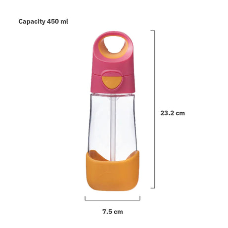 B.Box Tritan Straw Drink bottle - Strawberry Shake Pink Orange - 450ml - MINIMEE KIDS