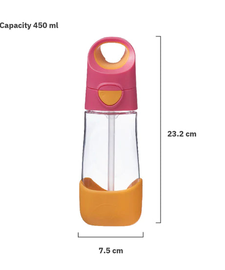 B.Box Tritan Straw Drink bottle - Strawberry Shake Pink Orange - 450ml - MINIMEE KIDS