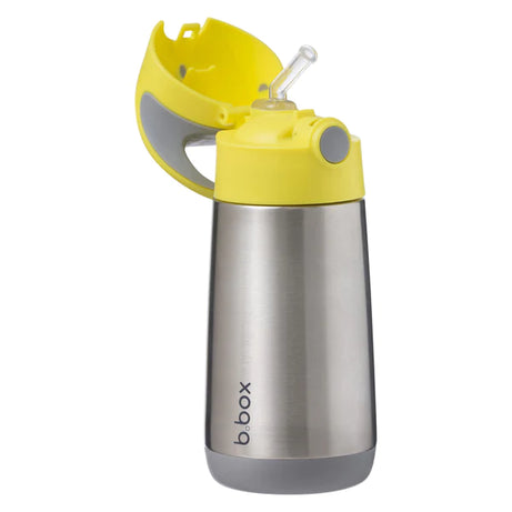 b.box Insulated Straw Sipper Drink Water Bottle 350ml- Lemon Sherbet Yellow Grey - MINIMEE KIDS