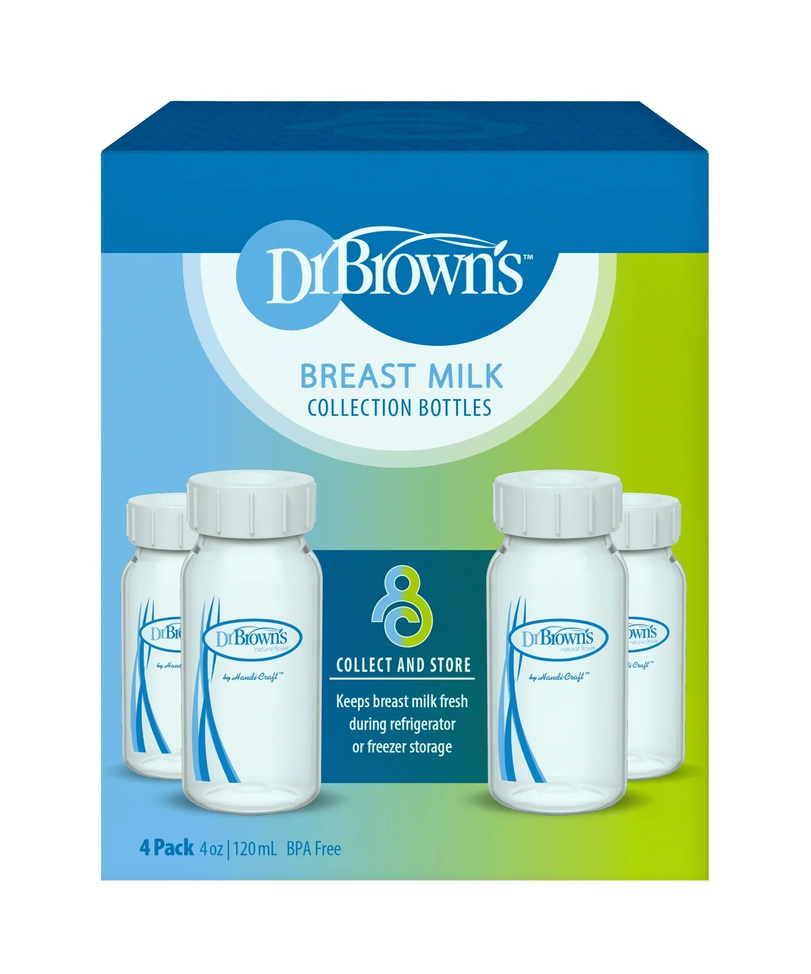 Dr Brown's Breast Milk Collection Bottles Freezer Safe 0+ Months - 4 Pack