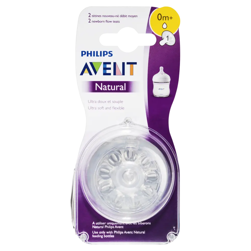 Philips Avent Natural Teat for Newborn 0+ Months - Pack of 2