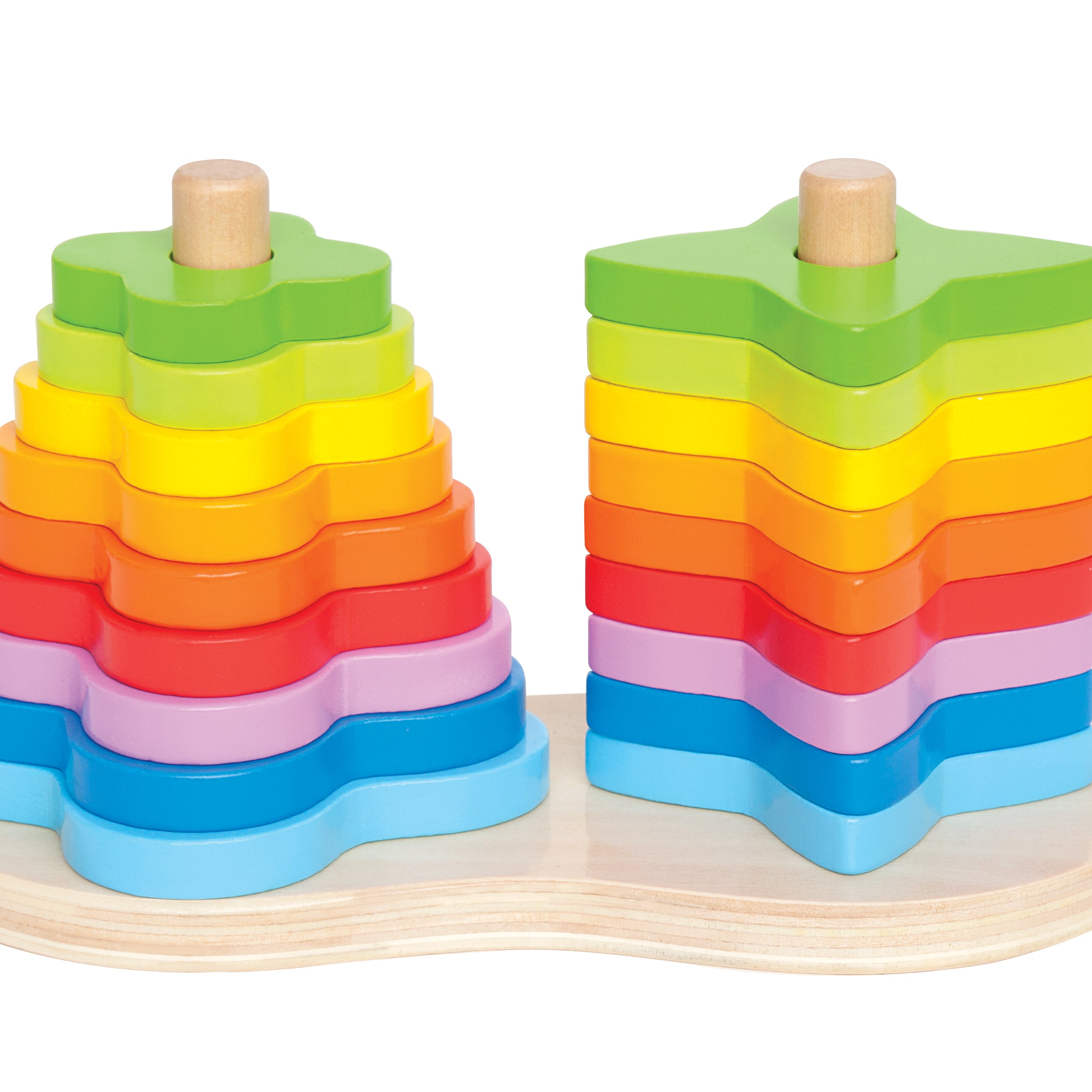 Hape Double Rainbow Stacker Wooden Toy | Vibrant 19-Piece Building Set for Toddlers Aged 12 Months+