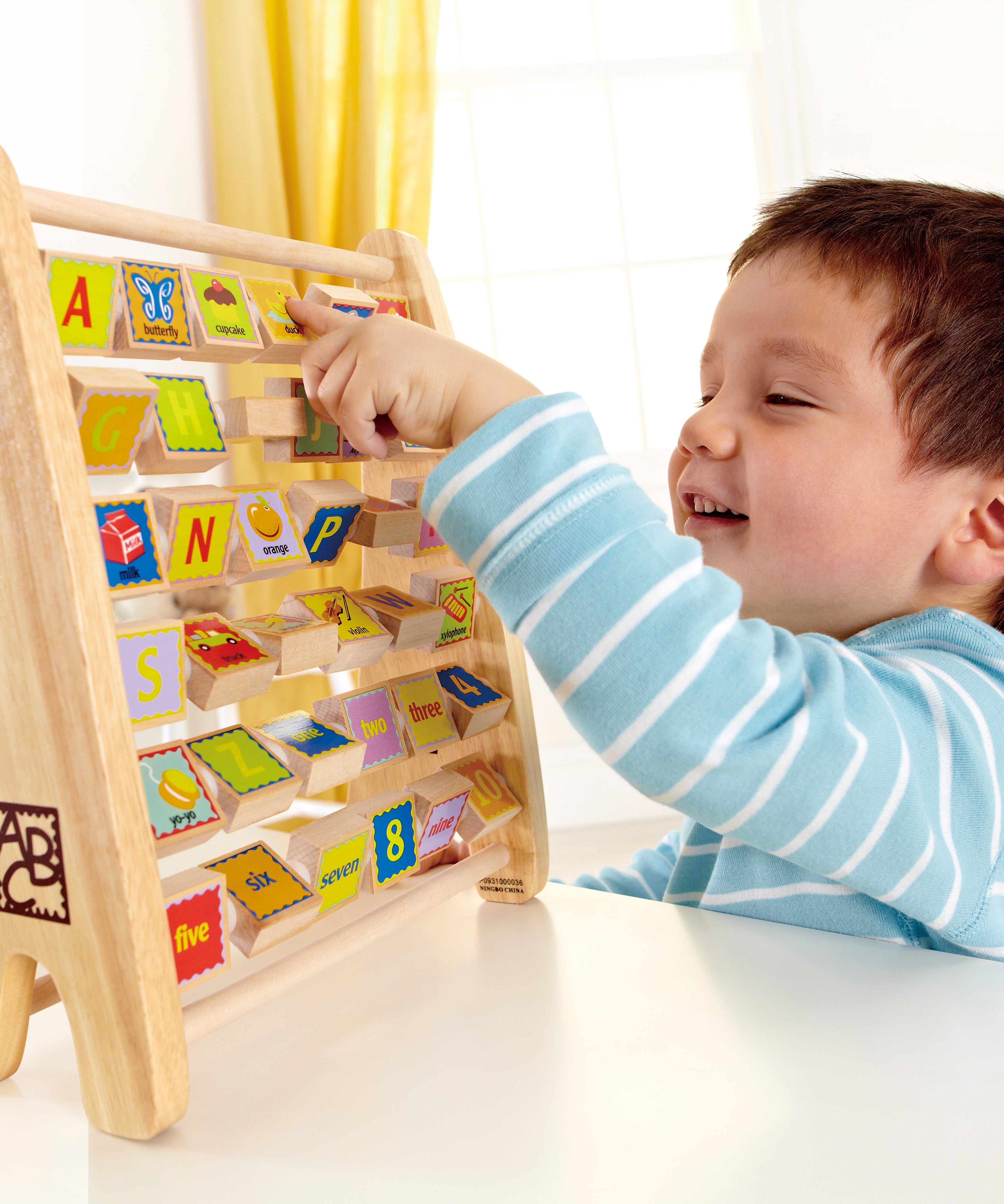 Hape Educational Alphabet Wooden Abacus | E1002 - 36-Piece Double-Sided Toy for Ages 3-6, Promoting Letter Recognition and Motor Skills