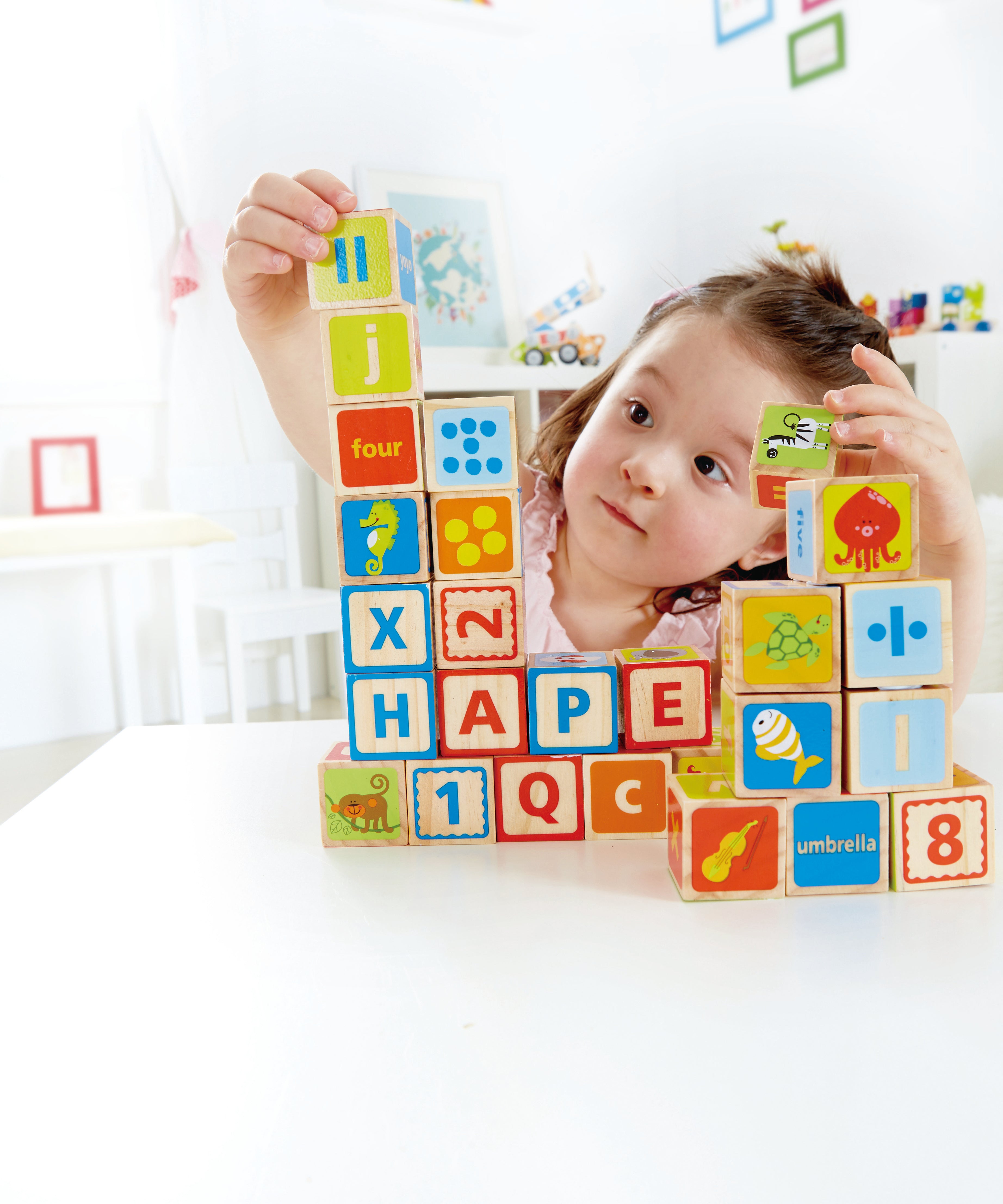 Hape ABC Blocks - 26 Colorful Wooden Letter Blocks for Toddlers Aged 2 Years and Up | E0419