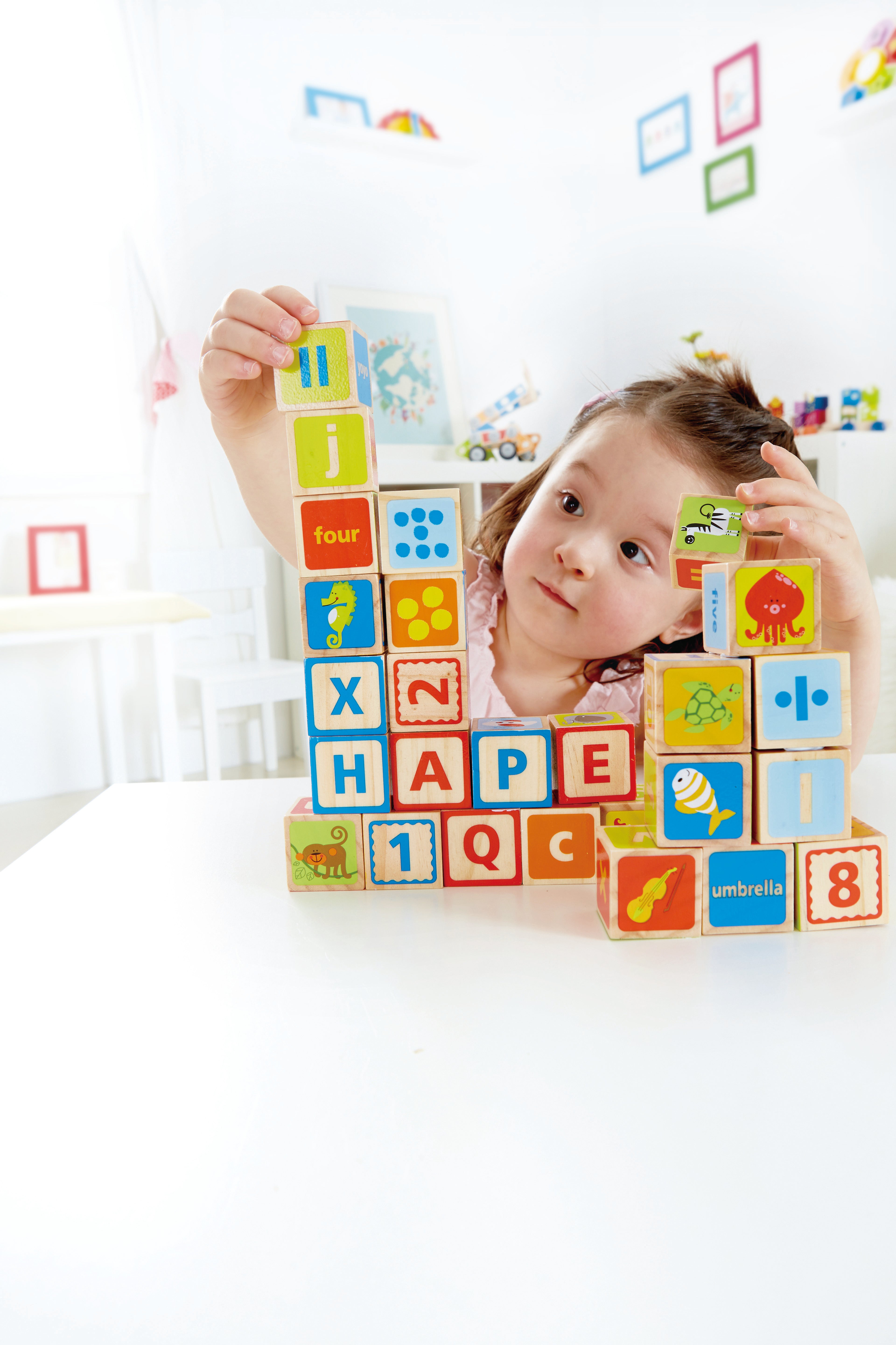 Hape ABC Blocks - 26 Colorful Wooden Letter Blocks for Toddlers Aged 2 Years and Up | E0419