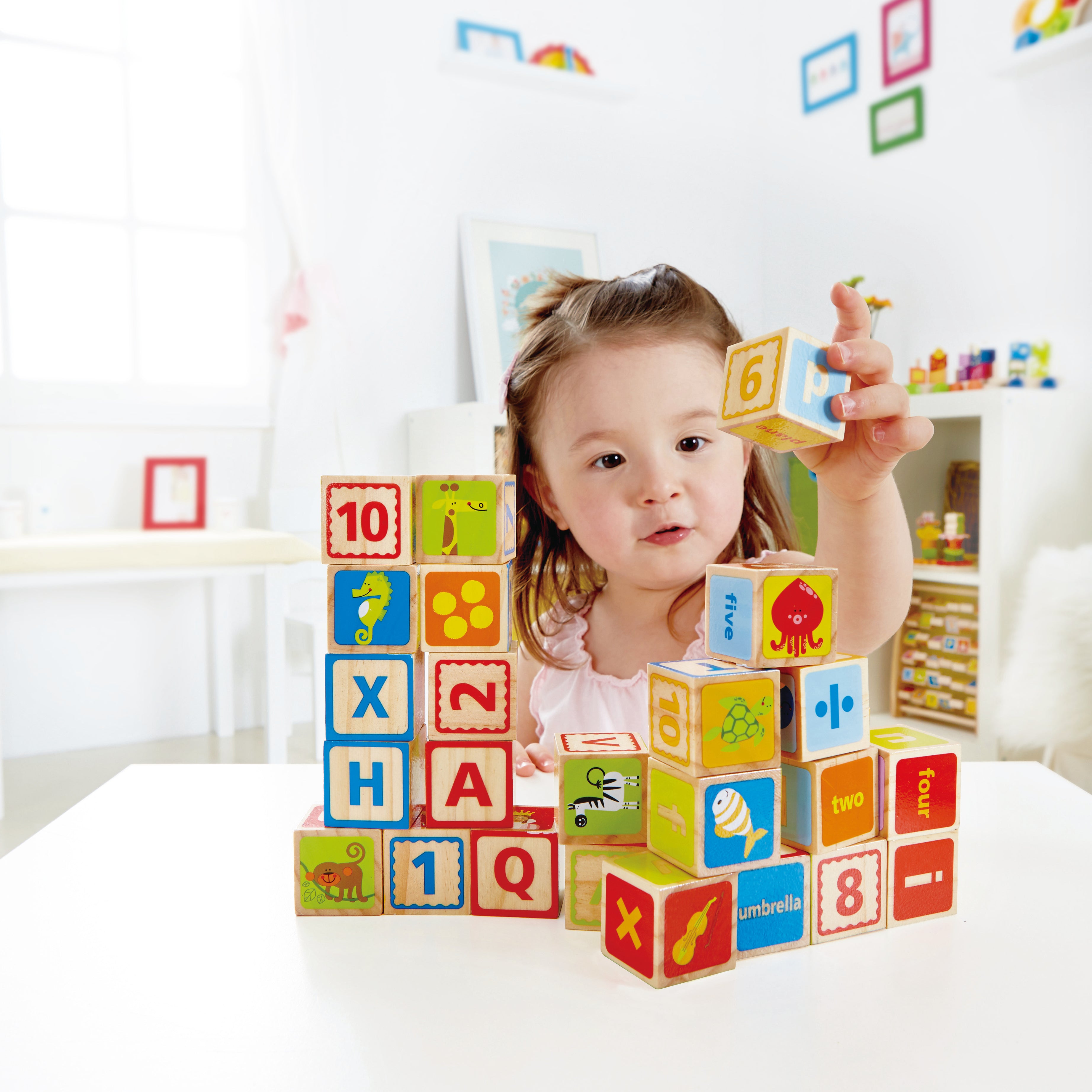 Hape ABC Blocks - 26 Colorful Wooden Letter Blocks for Toddlers Aged 2 Years and Up | E0419