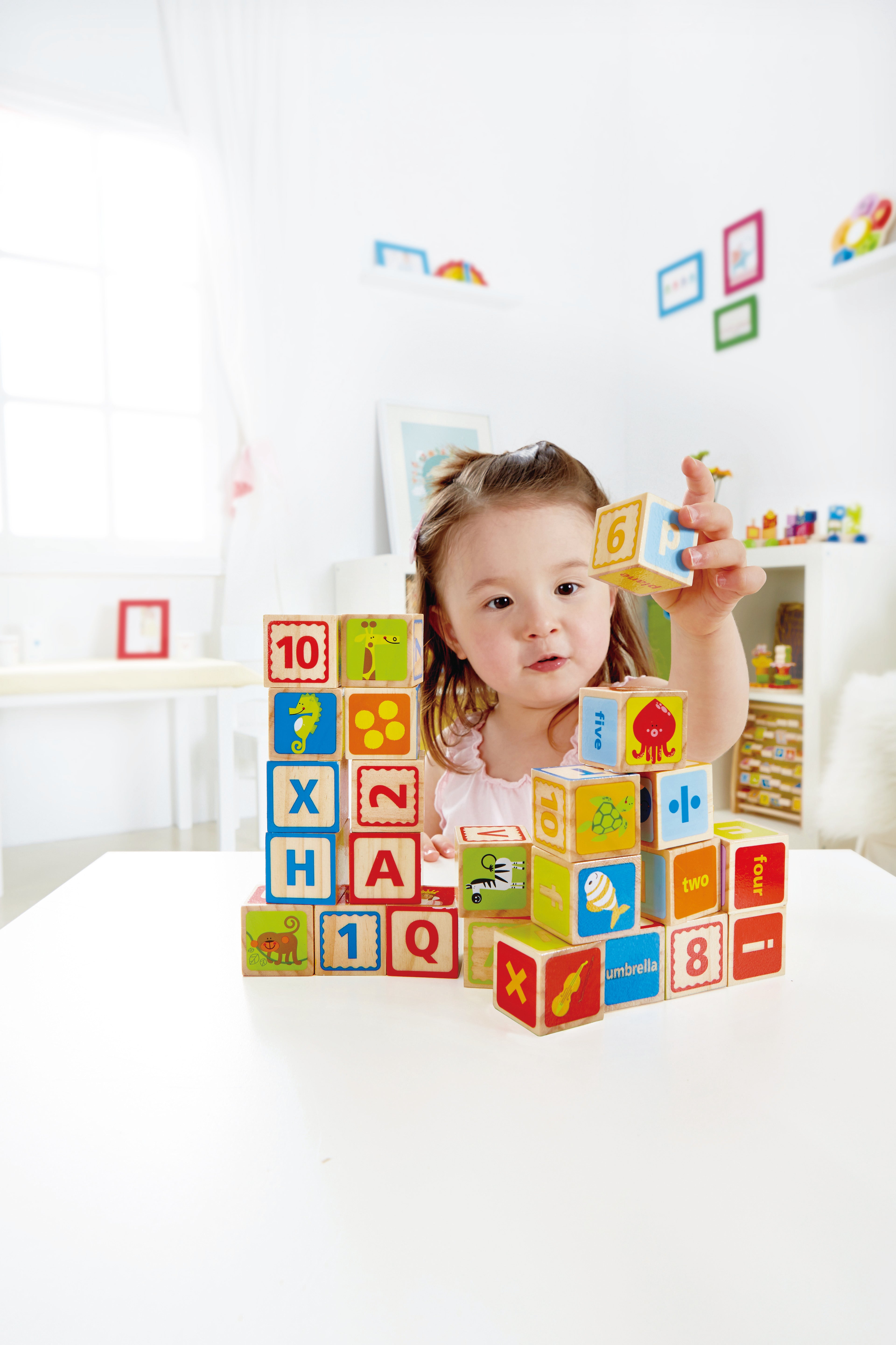 Hape ABC Blocks - 26 Colorful Wooden Letter Blocks for Toddlers Aged 2 Years and Up | E0419