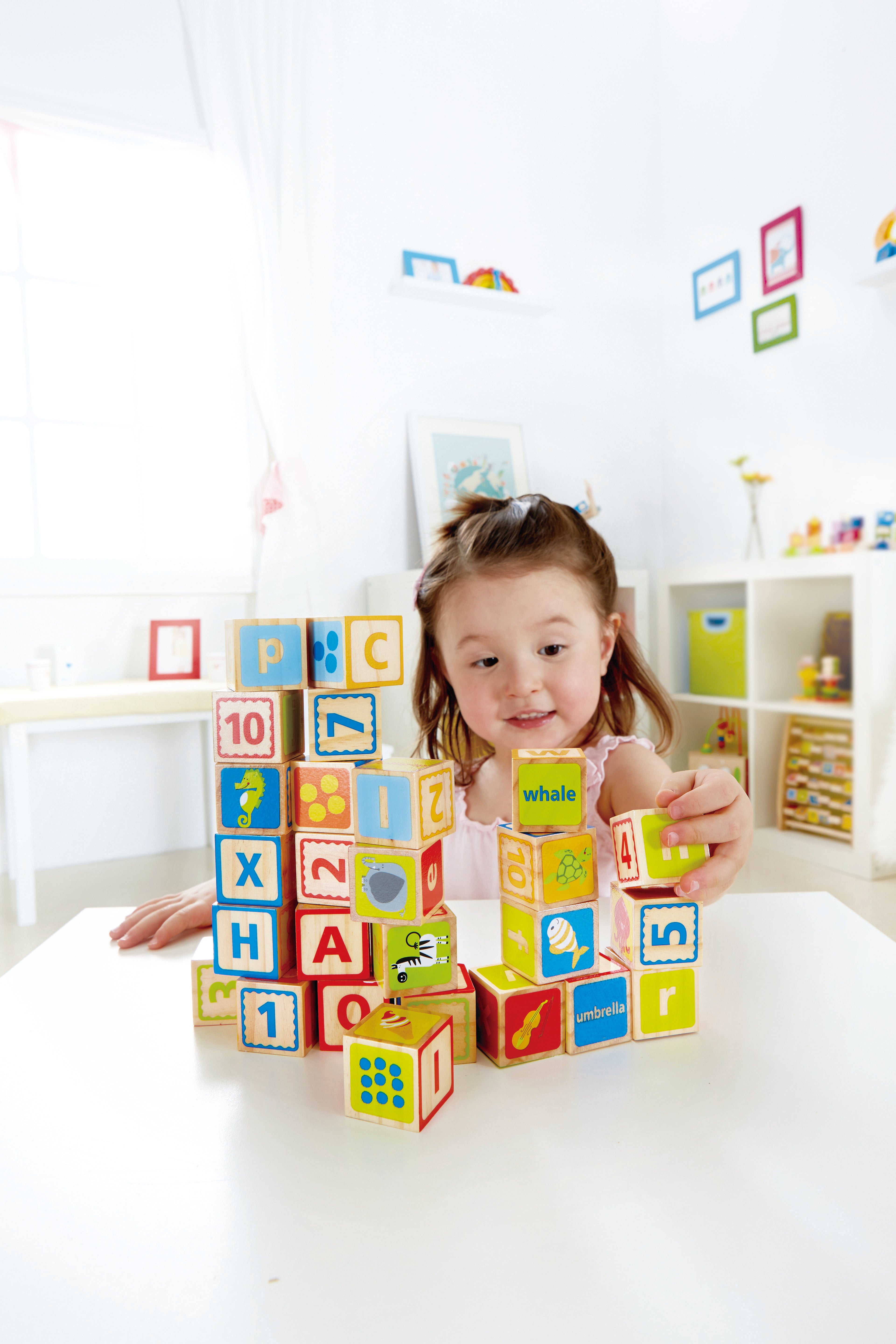 Hape ABC Blocks - 26 Colorful Wooden Letter Blocks for Toddlers Aged 2 Years and Up | E0419