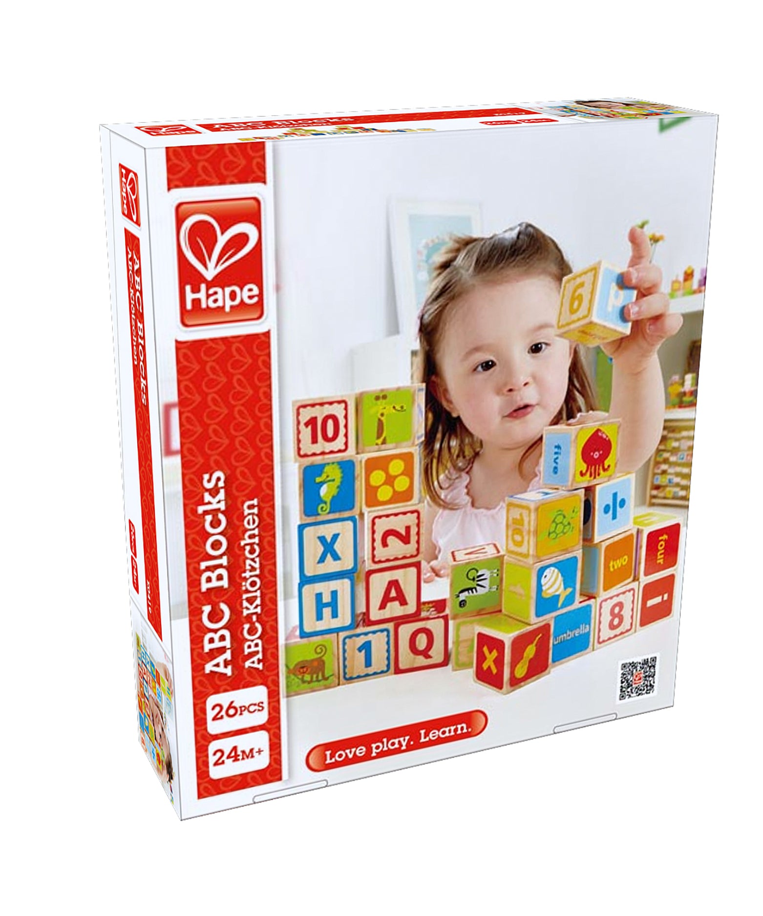 Hape ABC Blocks - 26 Colorful Wooden Letter Blocks for Toddlers Aged 2 Years and Up | E0419