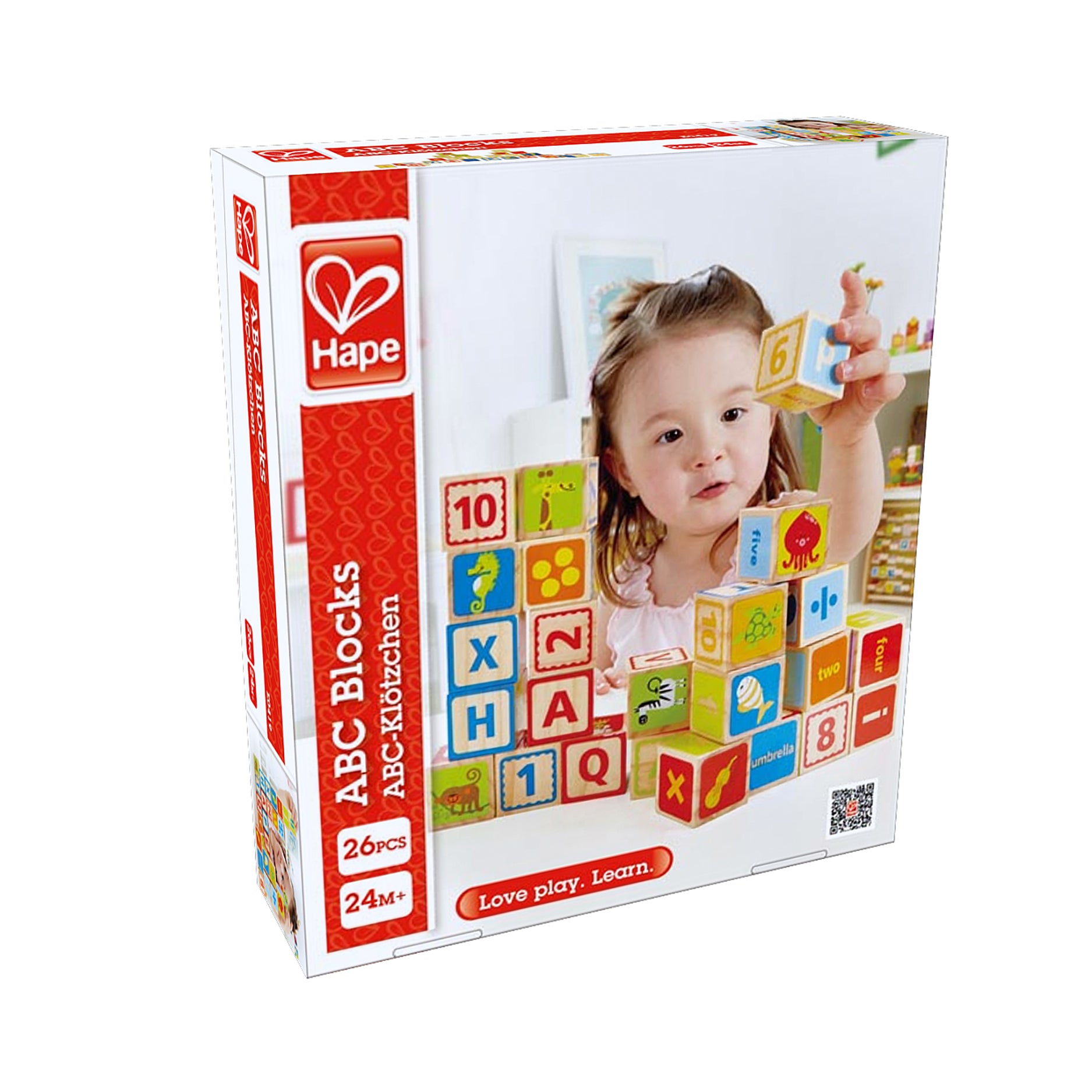 Hape ABC Blocks - 26 Colorful Wooden Letter Blocks for Toddlers Aged 2 Years and Up | E0419