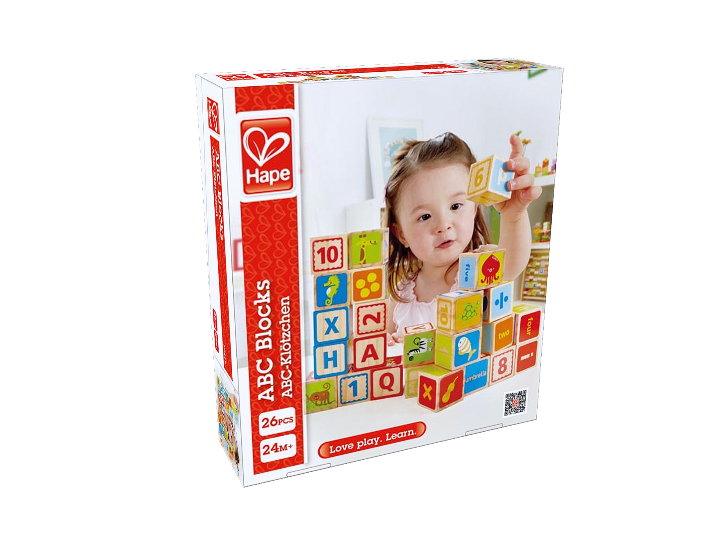 Hape ABC Blocks - 26 Colorful Wooden Letter Blocks for Toddlers Aged 2 Years and Up | E0419