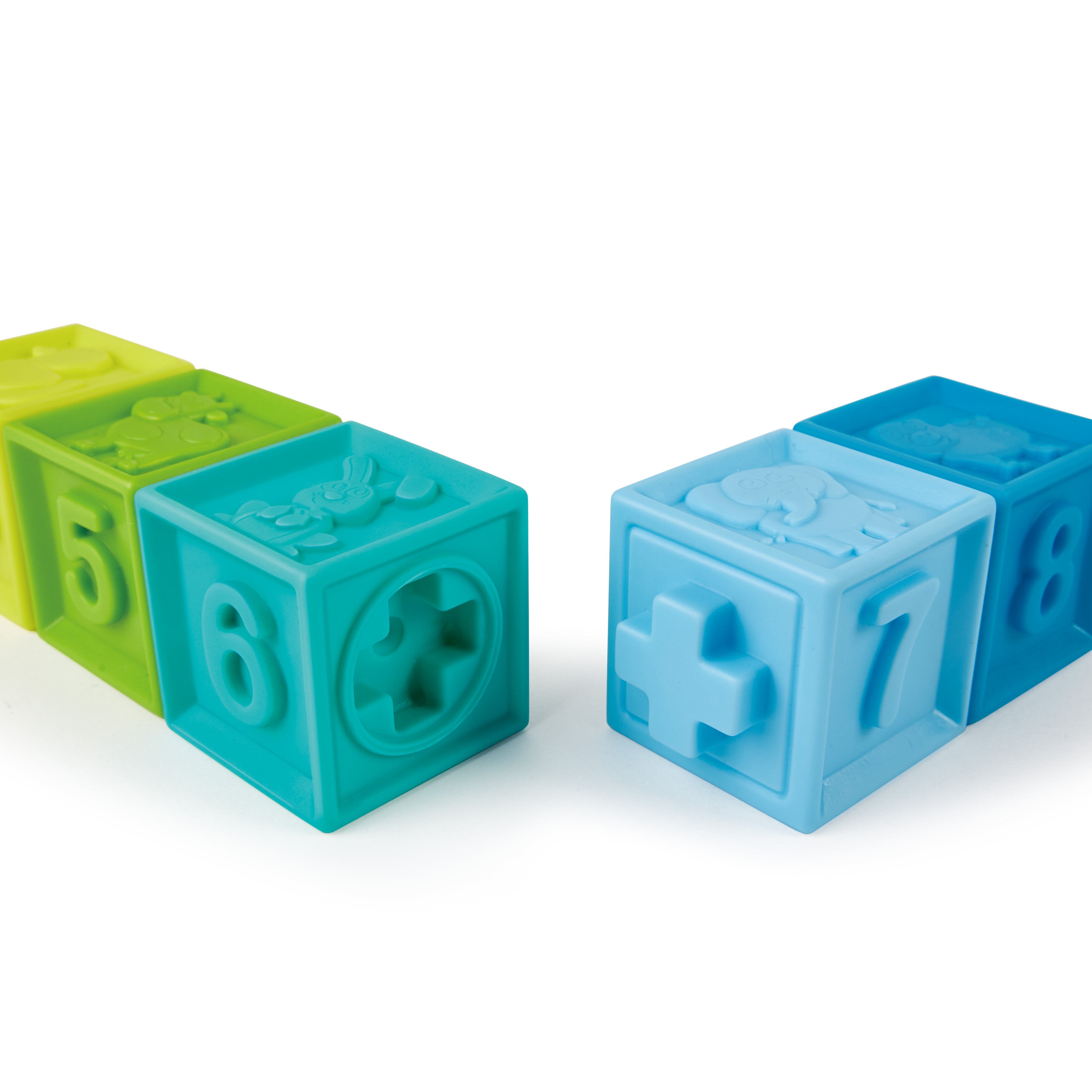 Hape Squeeze Me Blocks Soft Silicone Stacking Toy 10pcs – Colorful Textured Blocks for Teething, Stacking, and Early Learning