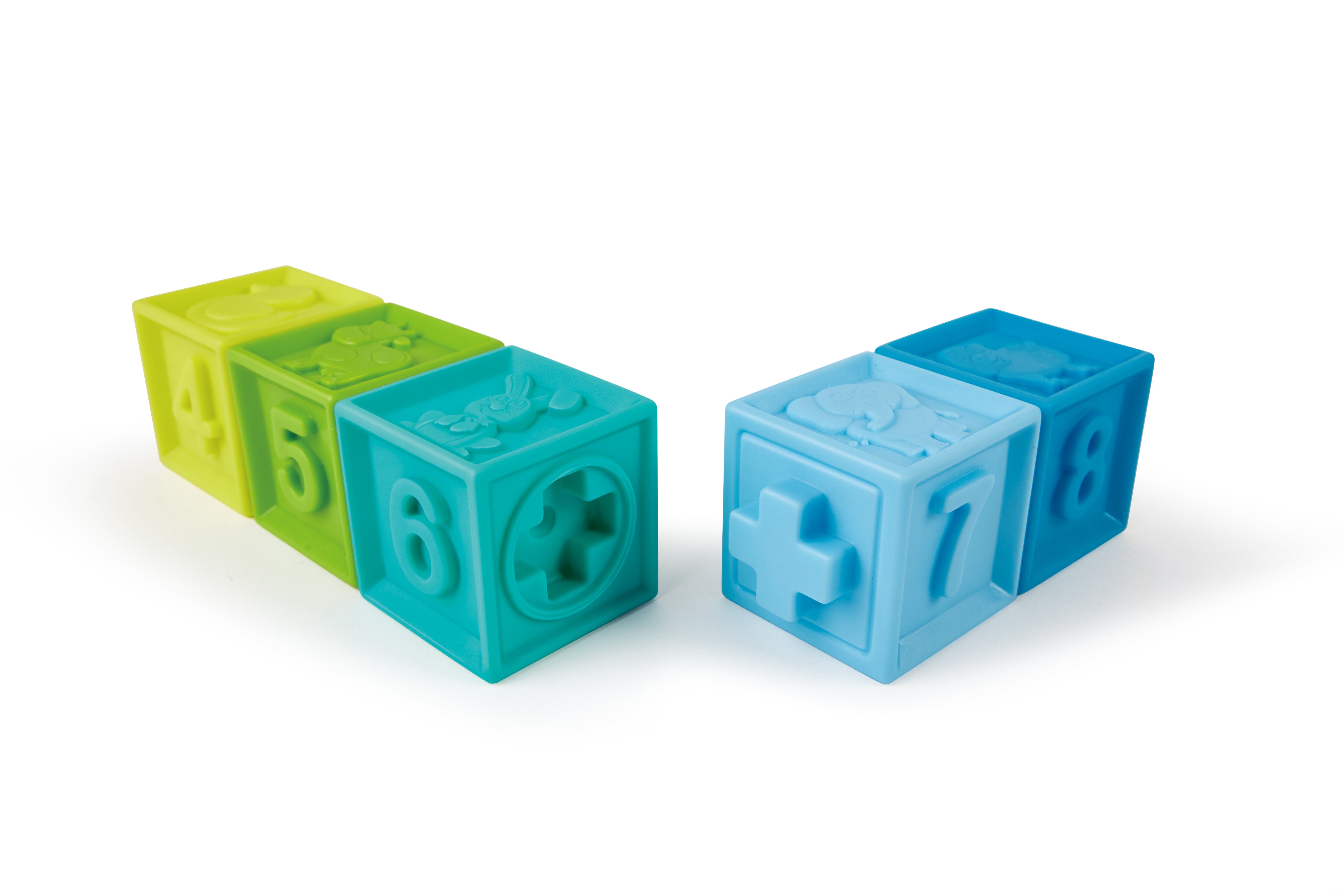 Hape Squeeze Me Blocks Soft Silicone Stacking Toy 10pcs – Colorful Textured Blocks for Teething, Stacking, and Early Learning