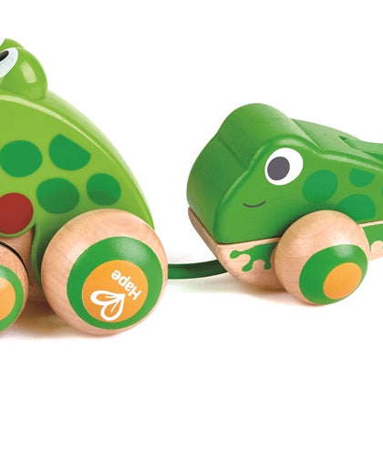 Hape Pull-Along Frog Family – Fun Wooden Toy with Frog Life Cycle for Toddlers to Explore Nature, Movement, and Early Learning