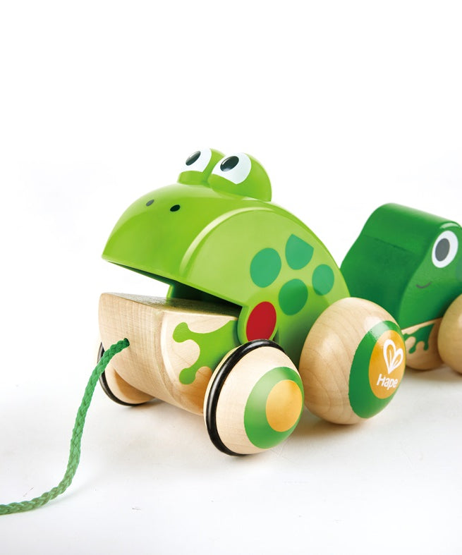 Hape Pull-Along Frog Family – Fun Wooden Toy with Frog Life Cycle for Toddlers to Explore Nature, Movement, and Early Learning