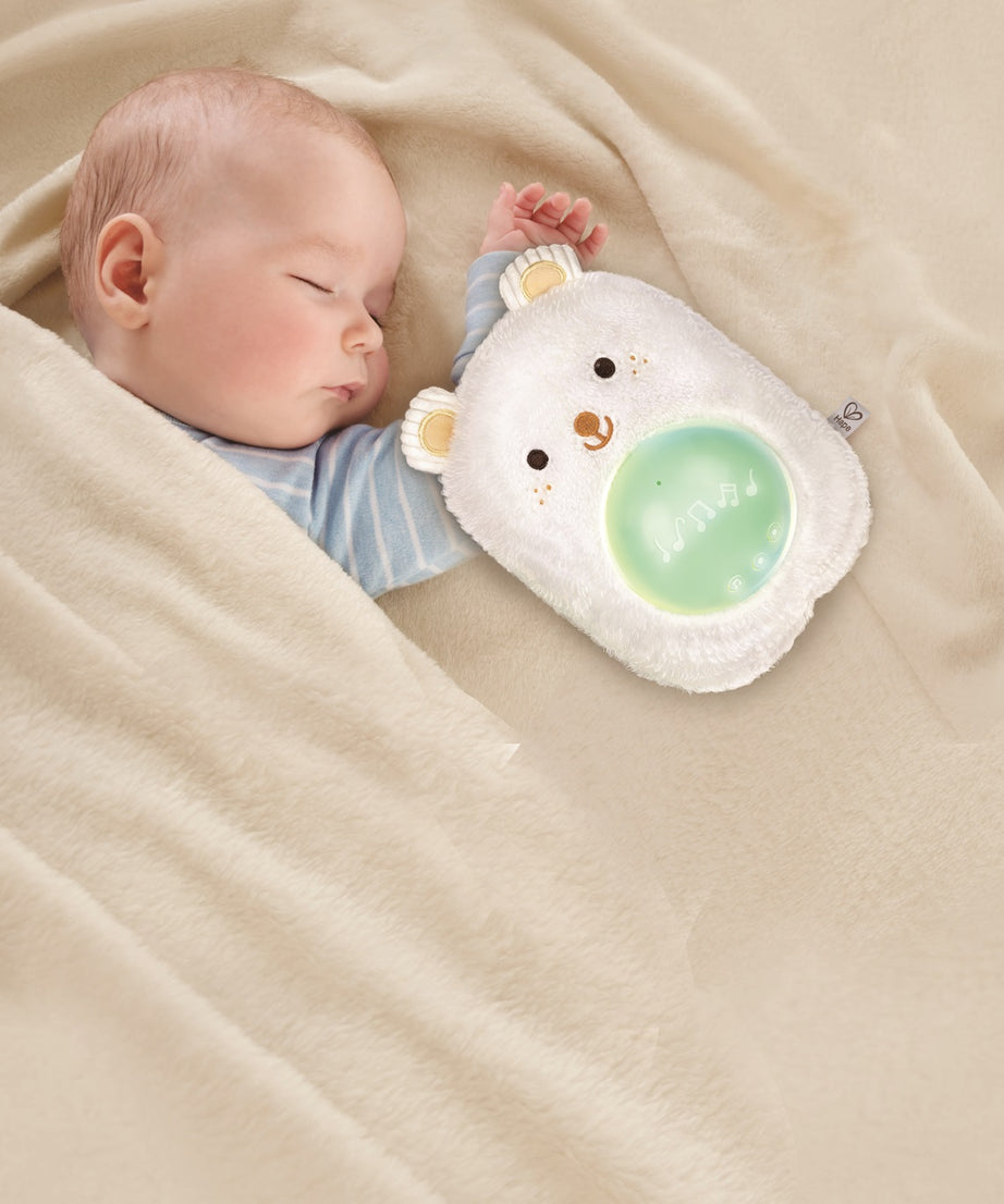 Hape Portable Baby White Noise Sound Machine My Music Pal - Huggy Bobo | White Noise, Personalized Recording, Lullabies & Plush Toy | Newborn Sleep Aid with Soft Night Light