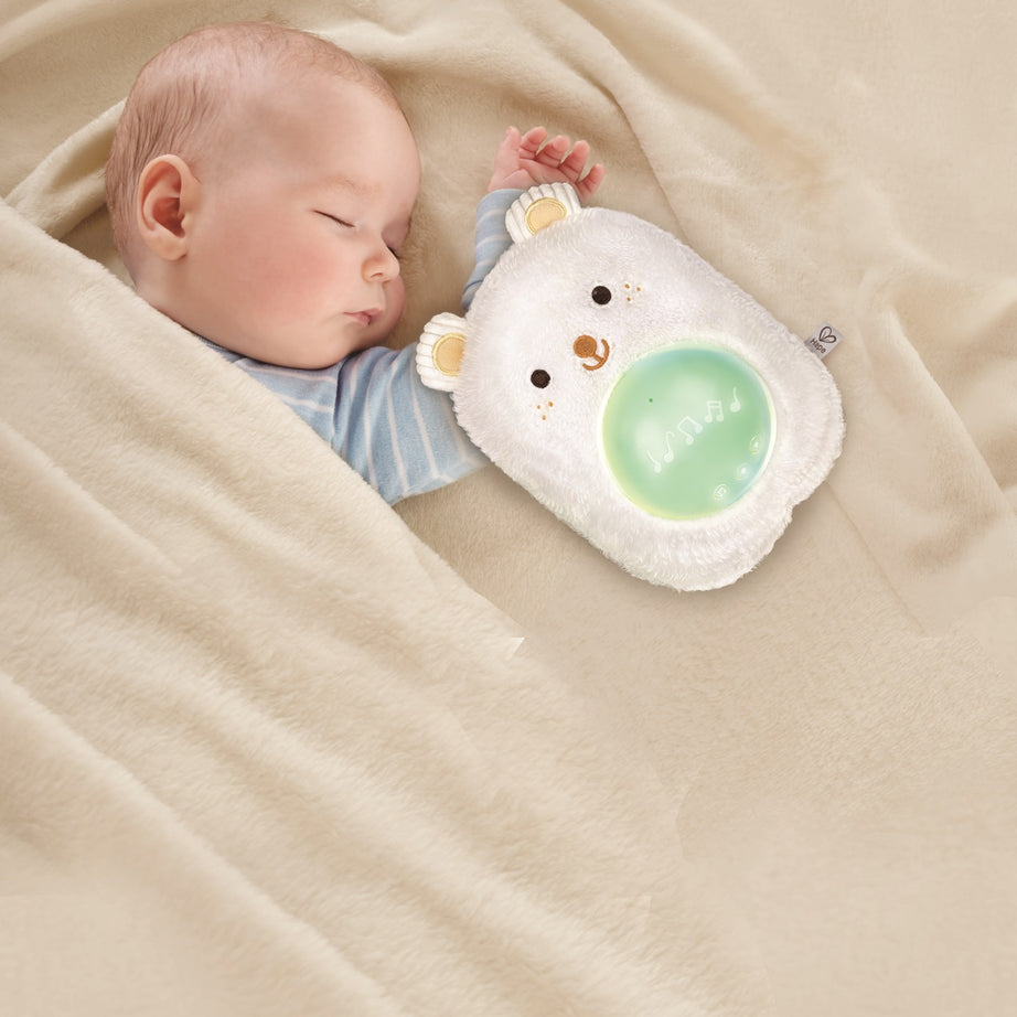 Hape Portable Baby White Noise Sound Machine My Music Pal - Huggy Bobo | White Noise, Personalized Recording, Lullabies & Plush Toy | Newborn Sleep Aid with Soft Night Light