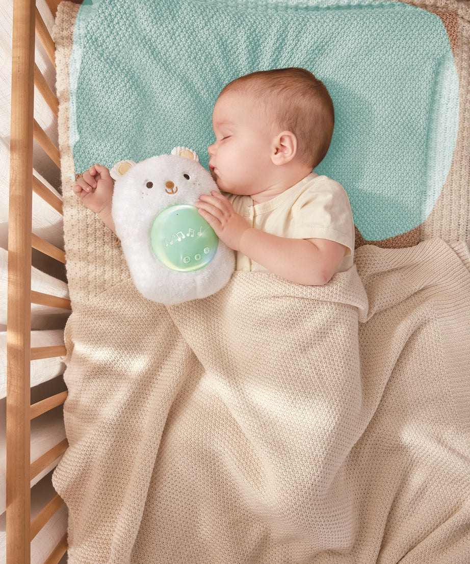 Hape Portable Baby White Noise Sound Machine My Music Pal - Huggy Bobo | White Noise, Personalized Recording, Lullabies & Plush Toy | Newborn Sleep Aid with Soft Night Light