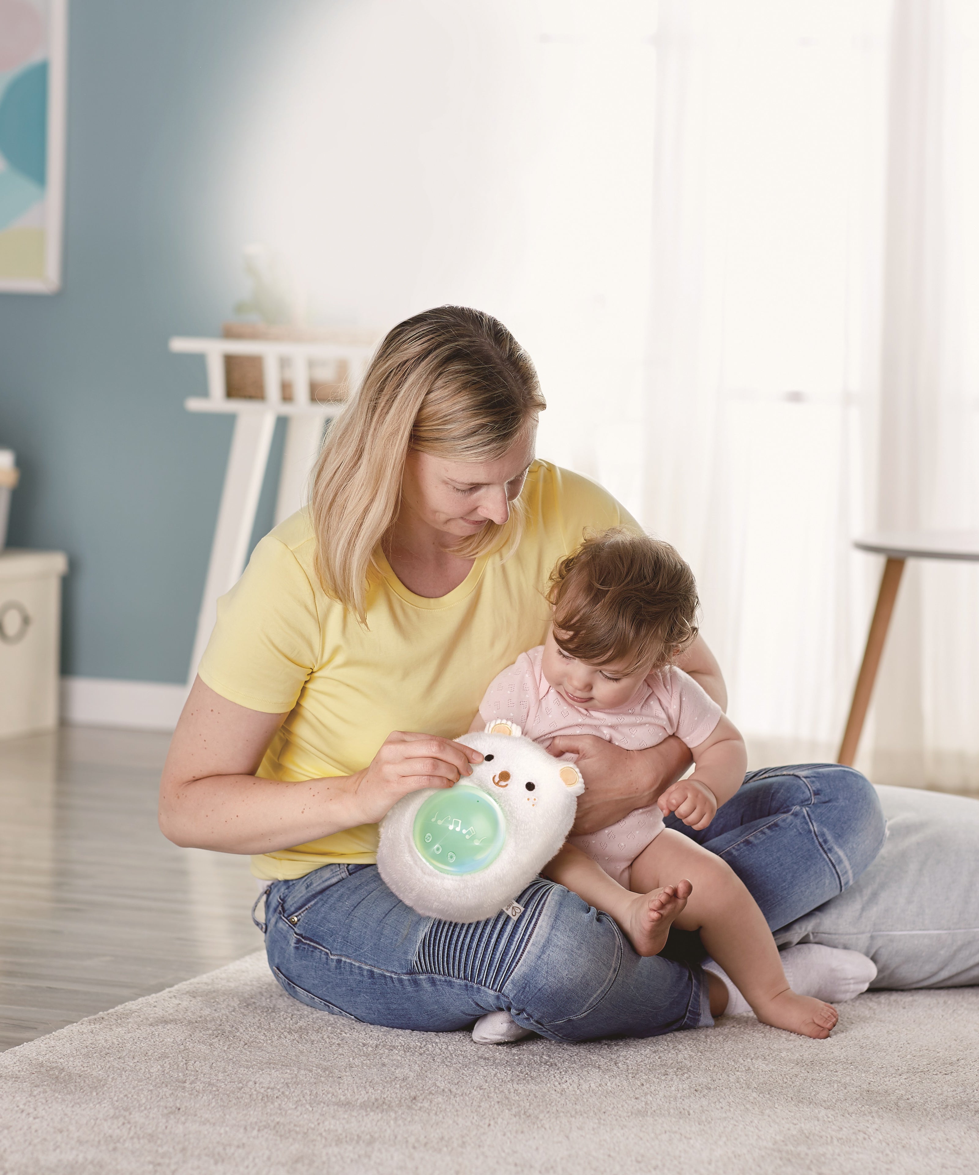 Hape Portable Baby White Noise Sound Machine My Music Pal - Huggy Bobo | White Noise, Personalized Recording, Lullabies & Plush Toy | Newborn Sleep Aid with Soft Night Light