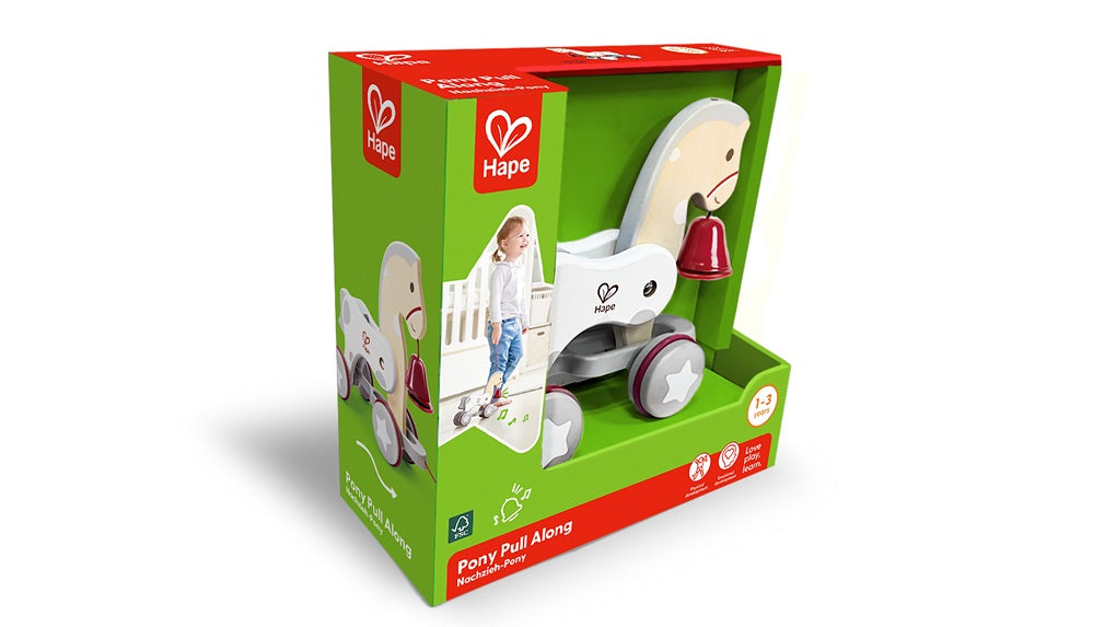 Hape Pony Pull Along Toy E0367 – Encourages Walking, Socializing & Creative Play for Toddlers 1-3 Years