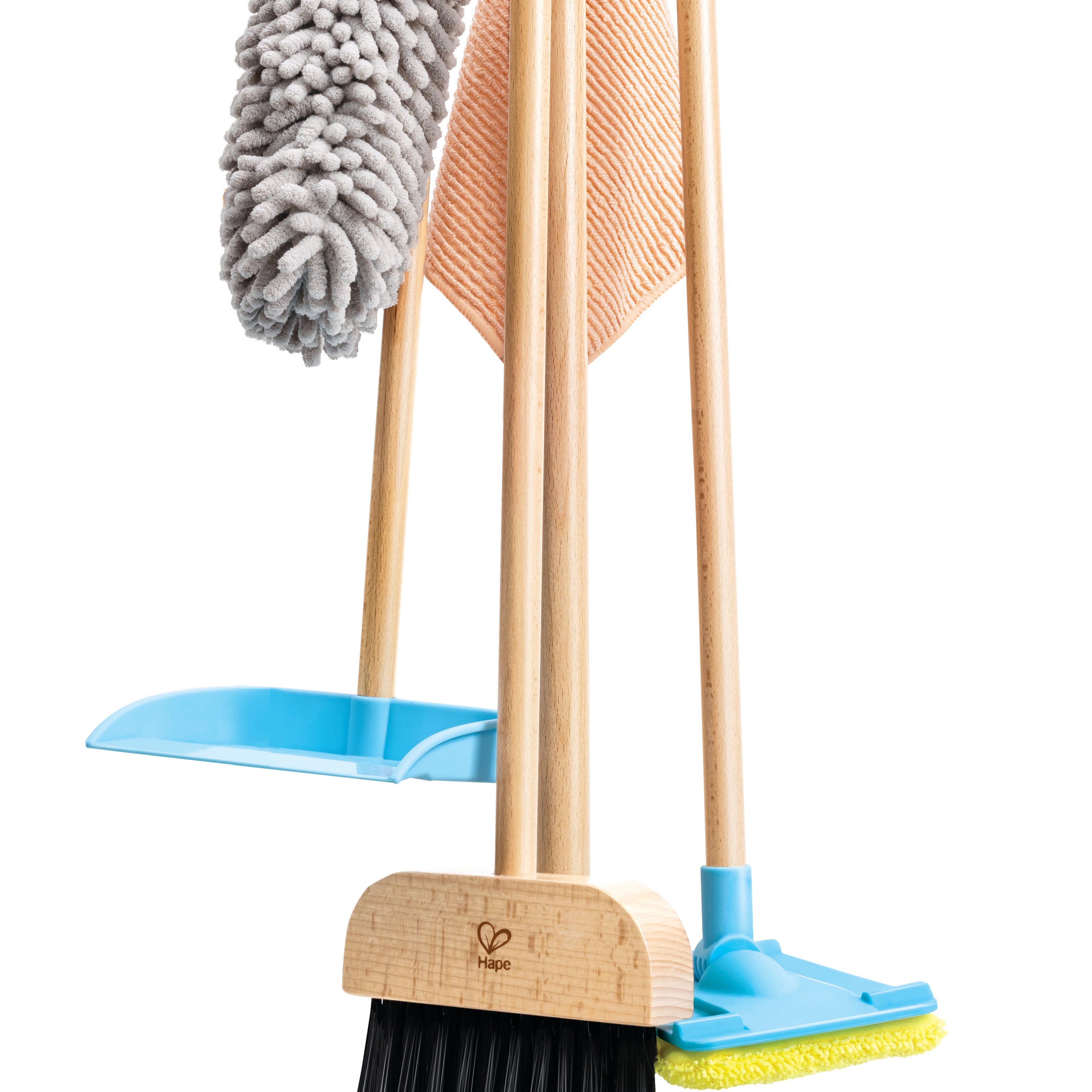 Hape Clean Up Broom Set - 6-Piece Pretend Cleaning Kit for Kids Aged 3–8 | Realistic Mop, Broom, Dustpan & More for Role Play Fun & Life Skills