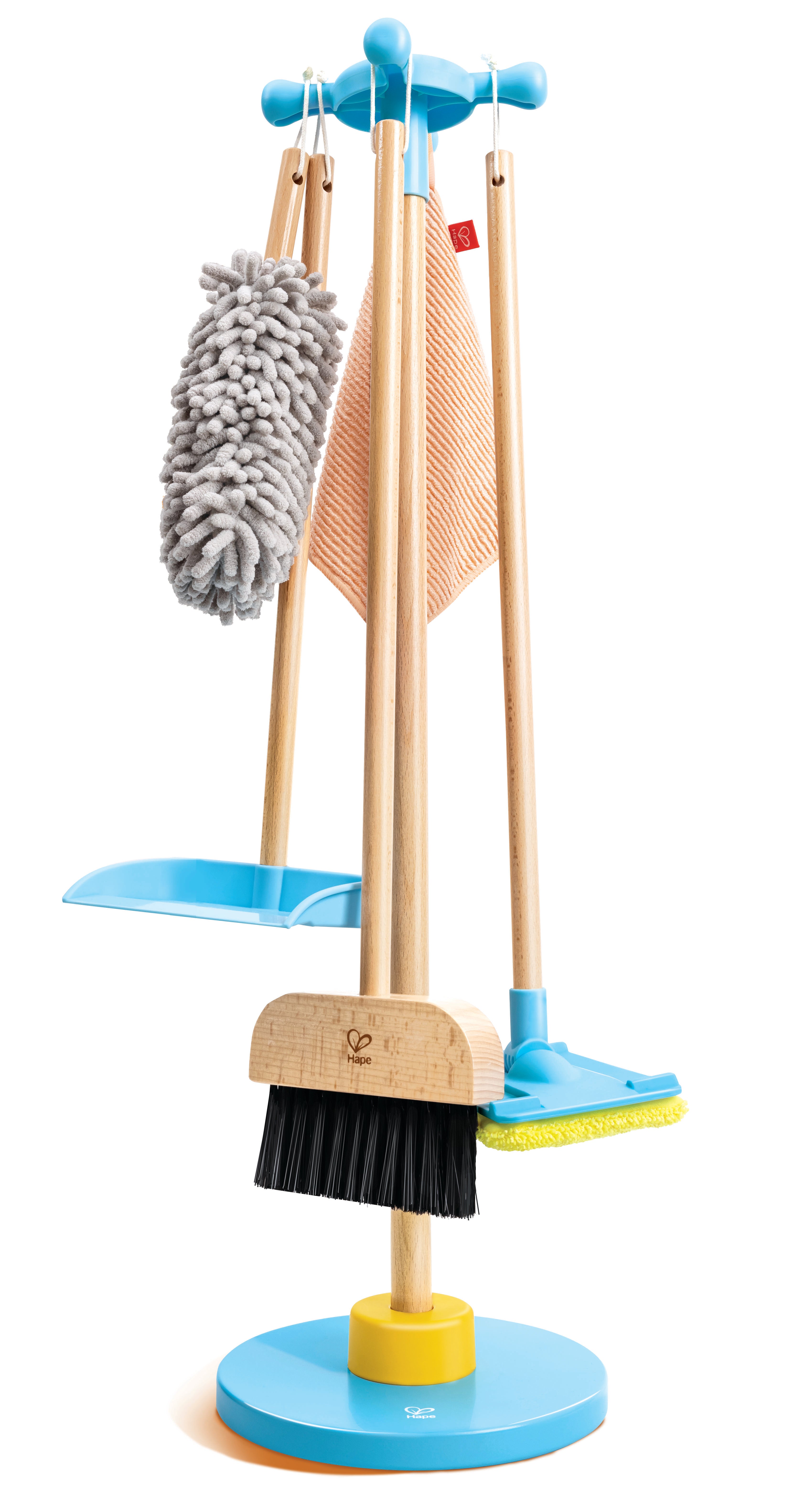 Hape Clean Up Broom Set - 6-Piece Pretend Cleaning Kit for Kids Aged 3–8 | Realistic Mop, Broom, Dustpan & More for Role Play Fun & Life Skills