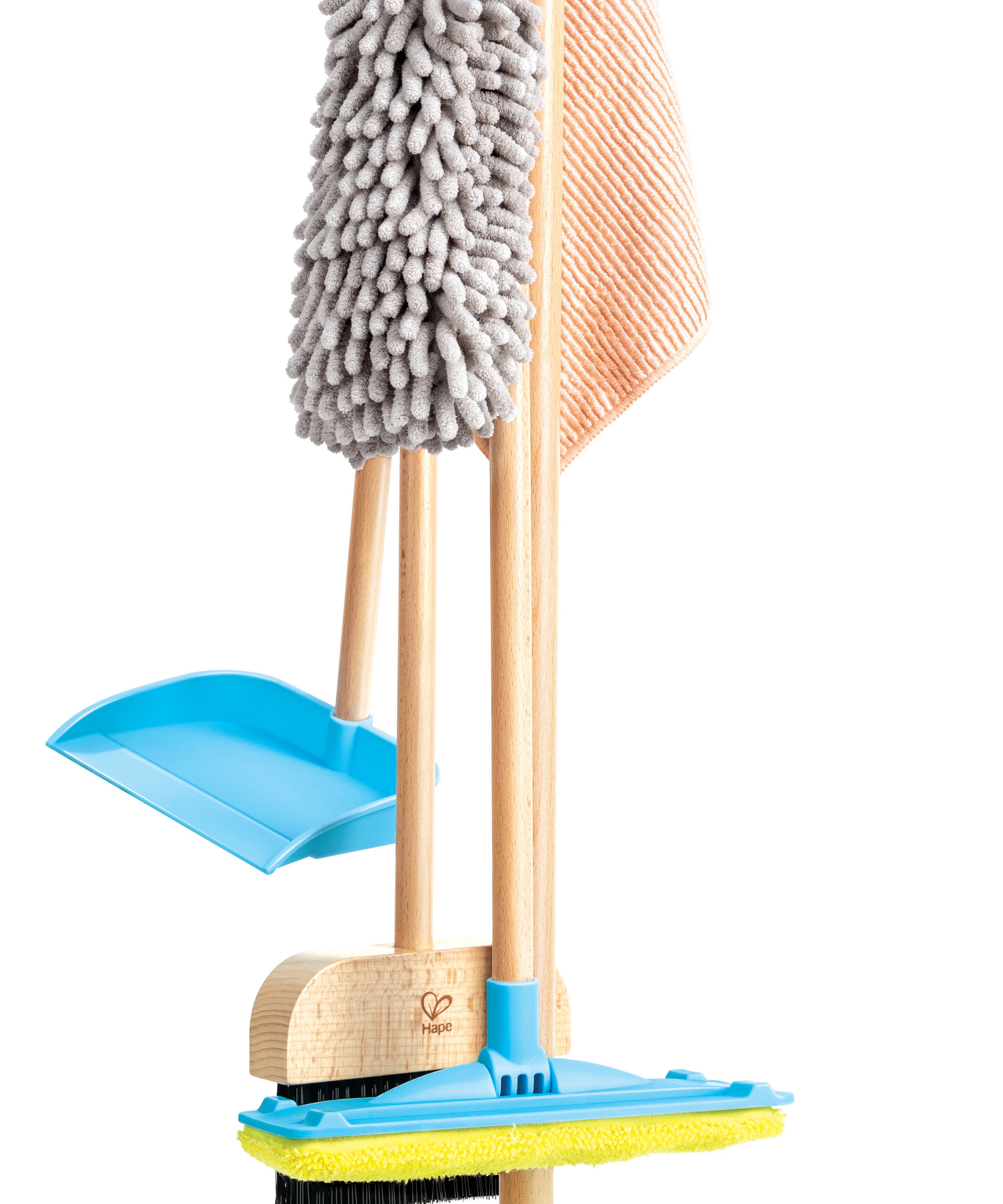 Hape Clean Up Broom Set - 6-Piece Pretend Cleaning Kit for Kids Aged 3–8 | Realistic Mop, Broom, Dustpan & More for Role Play Fun & Life Skills