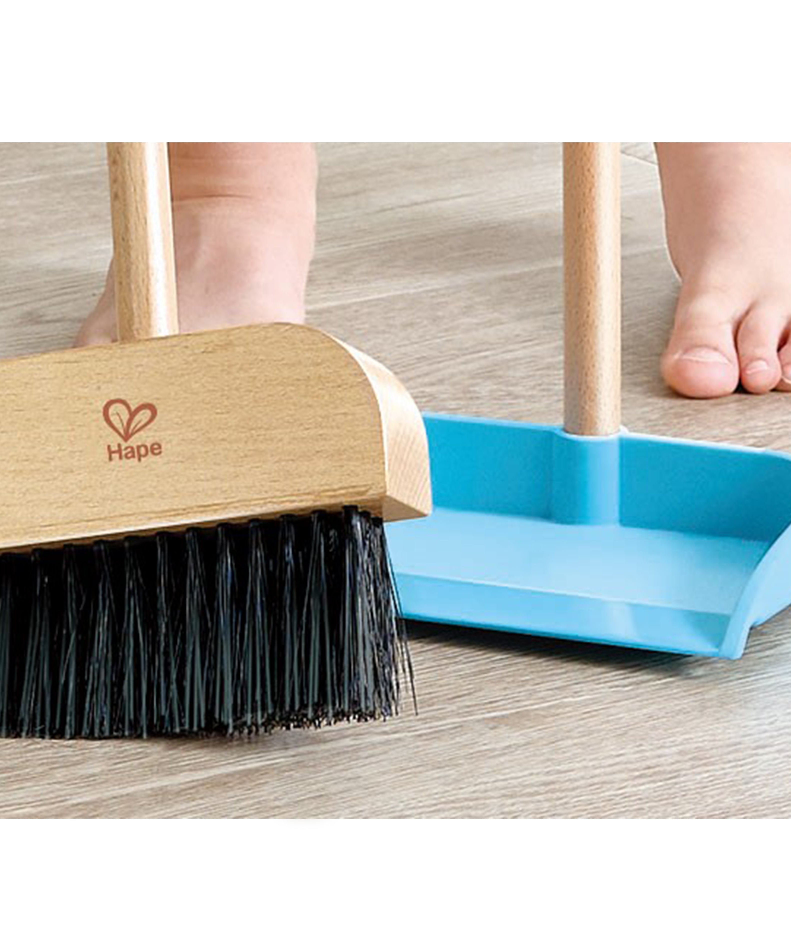 Hape Clean Up Broom Set - 6-Piece Pretend Cleaning Kit for Kids Aged 3–8 | Realistic Mop, Broom, Dustpan & More for Role Play Fun & Life Skills