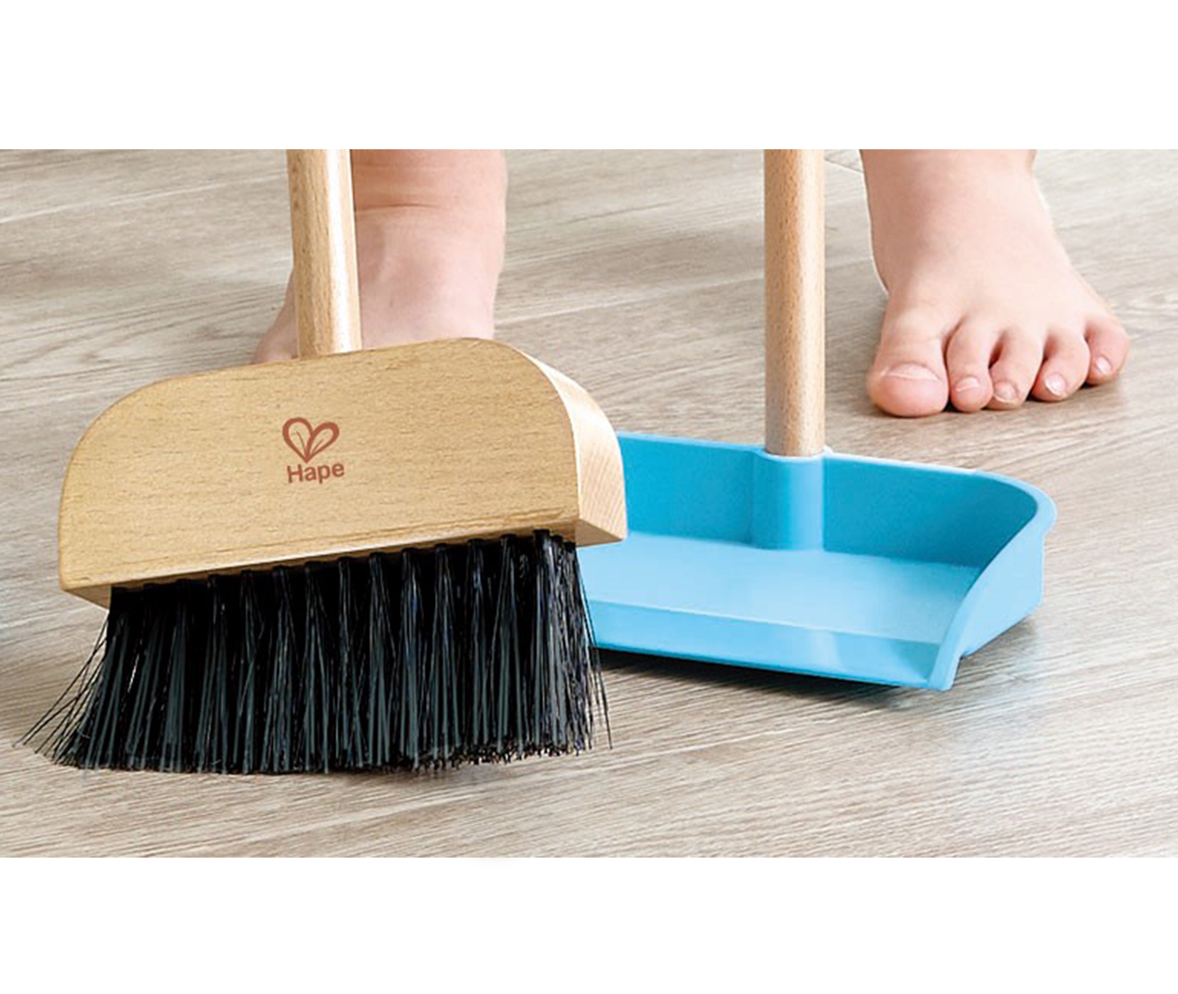 Hape Clean Up Broom Set - 6-Piece Pretend Cleaning Kit for Kids Aged 3–8 | Realistic Mop, Broom, Dustpan & More for Role Play Fun & Life Skills