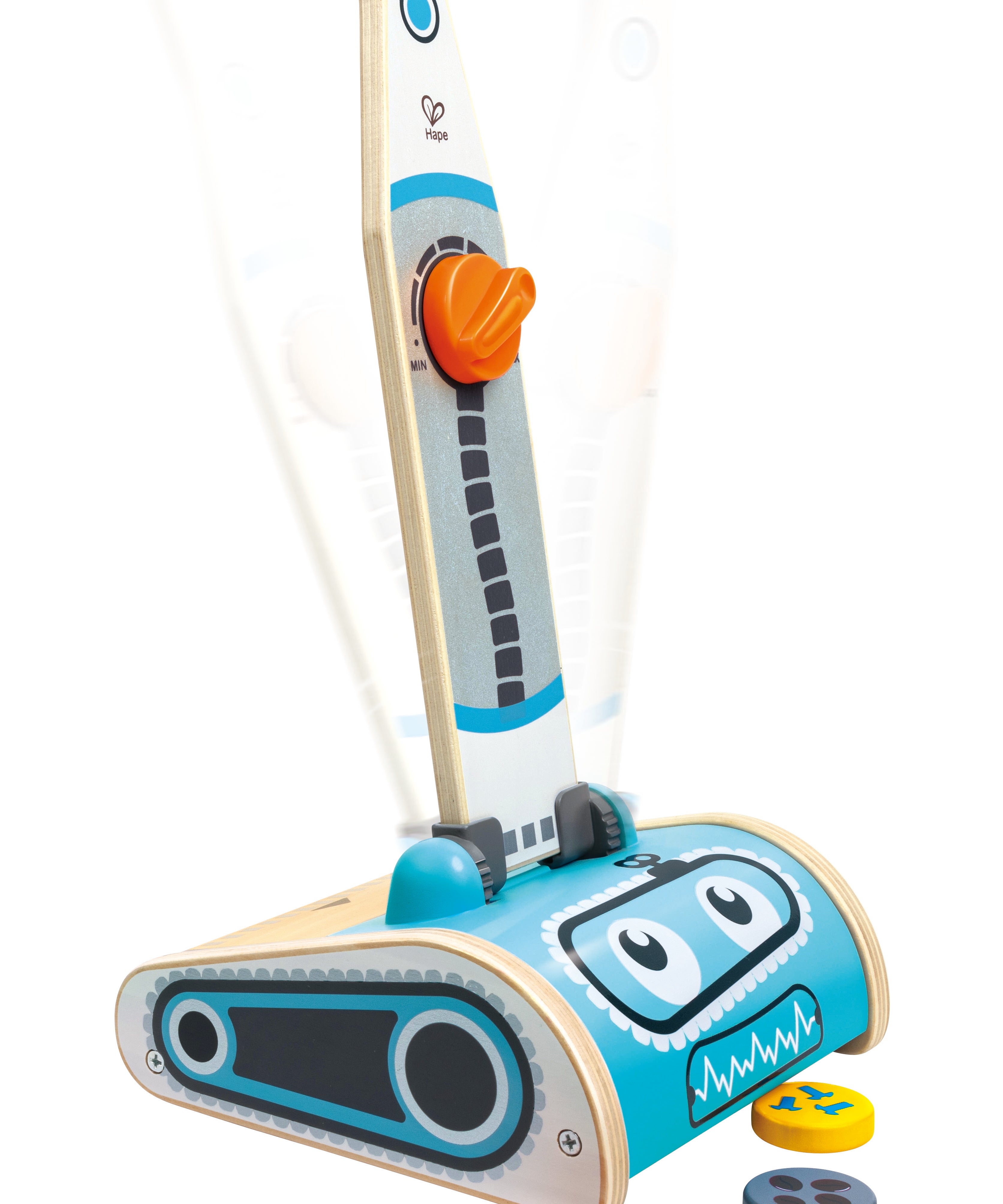 Hape Vacuum Playset for Kids – 7-Piece Robot Face Cleaning Toy | Pretend Play for 2–6 Year Olds | Enhances Motor Skills & Confidence through Tidy Fun