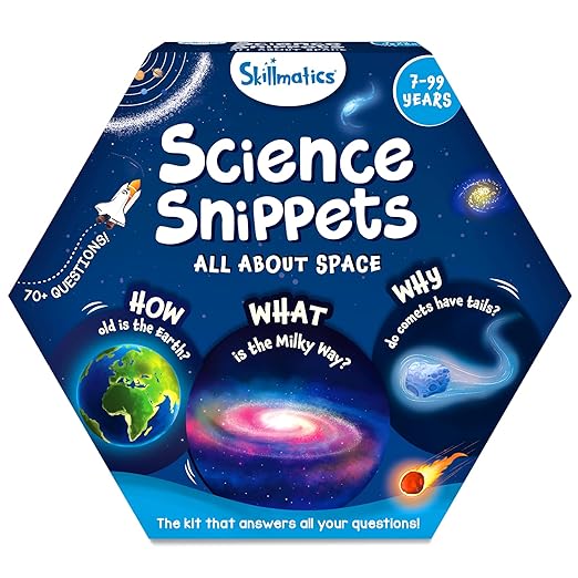 Skillmatics Science Snippets Space Kit - STEM Learning Resource & Educational Toys for Boys & Girls, 70+ Double-Sided Interactive Cards, Gifts for Ages 7, 8, 9 & Up - MINIMEE KIDS