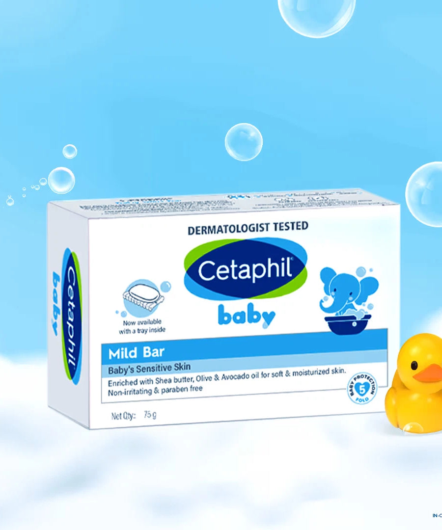 Cetaphil Baby Mild Bar Soap for Sensitive Skin – Gentle Daily Cleanser with Shea Butter & Glycerin (75g & 100g) - MINIMEE KIDS