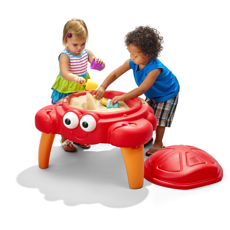 Step2 Crabbie Sand Table for Kids – Outdoor Crab-Themed Sensory Play Table with Lid & Accessories | Holds Up to 25 lbs Sand | Ages 1.5+ Years