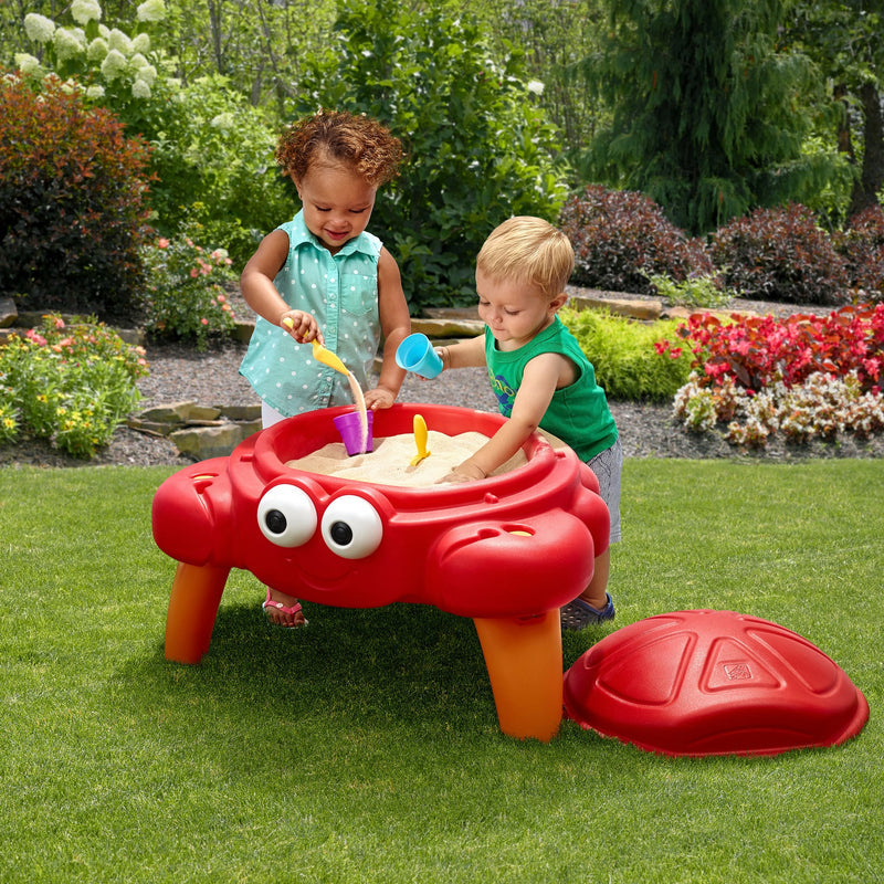 Step2 Crabbie Sand Table for Kids – Outdoor Crab-Themed Sensory Play Table with Lid & Accessories | Holds Up to 25 lbs Sand | Ages 1.5+ Years