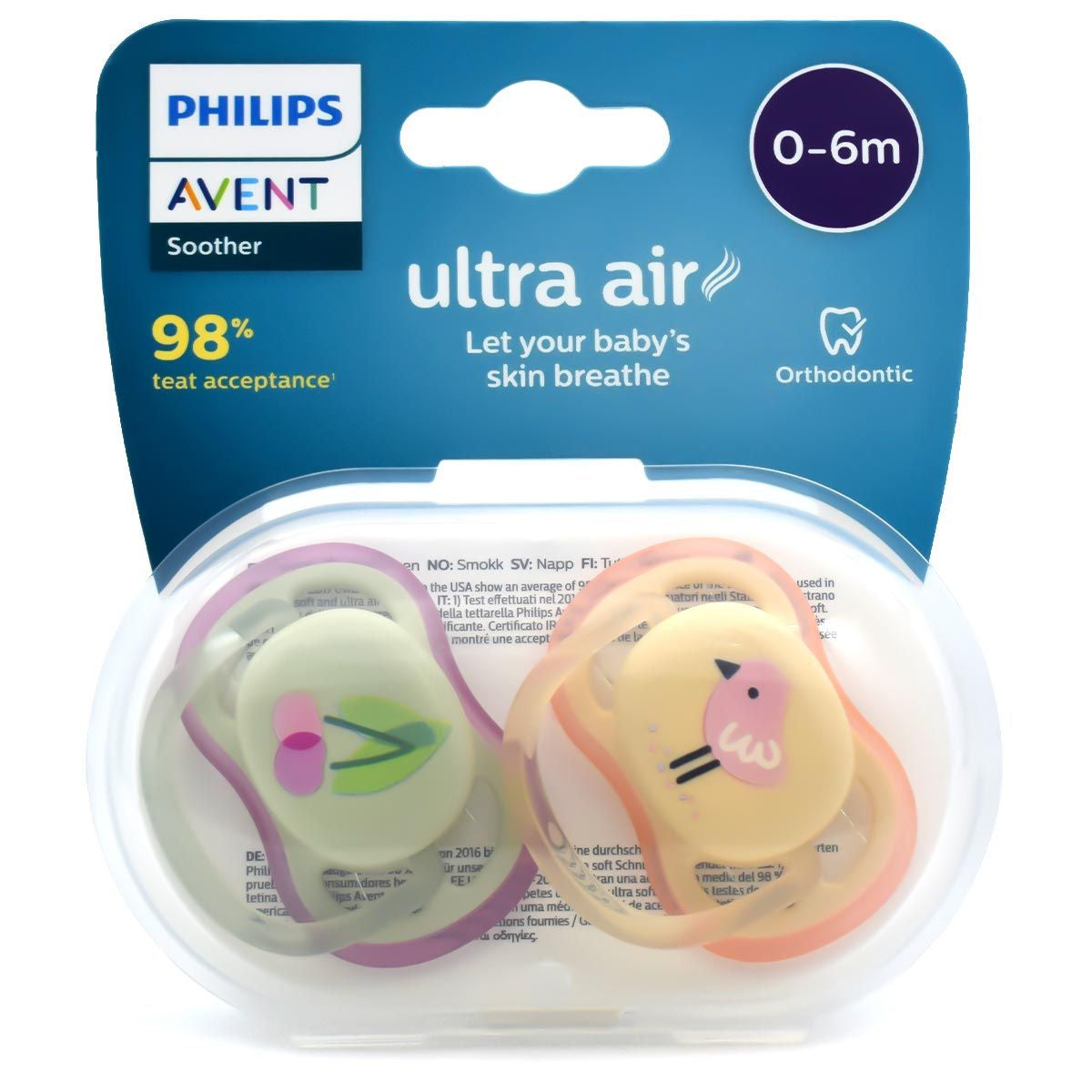 Philips Avent Ultra Air Soother for 0-6 Months | Orthodontic Pacifier with Airflow Design