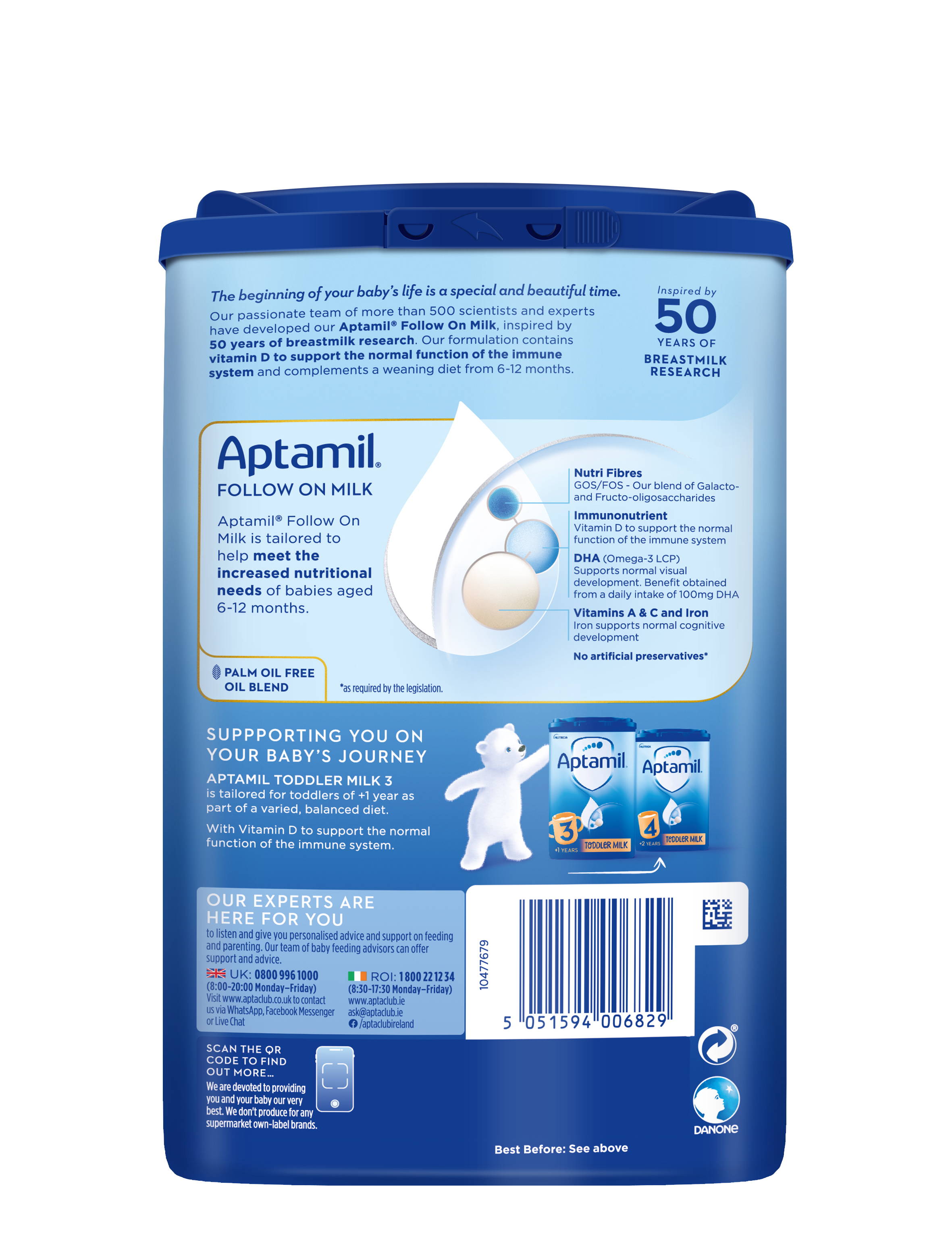 Aptamil Follow-On Milk Stage 2 (6-12 Months) | 800g | Made in EU Ireland | Advanced Nutrition for Growing Babies - MINIMEE KIDS