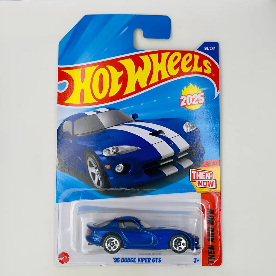 Hot Wheels '96 Dodge Viper GTS toy car in packaging on a white background
