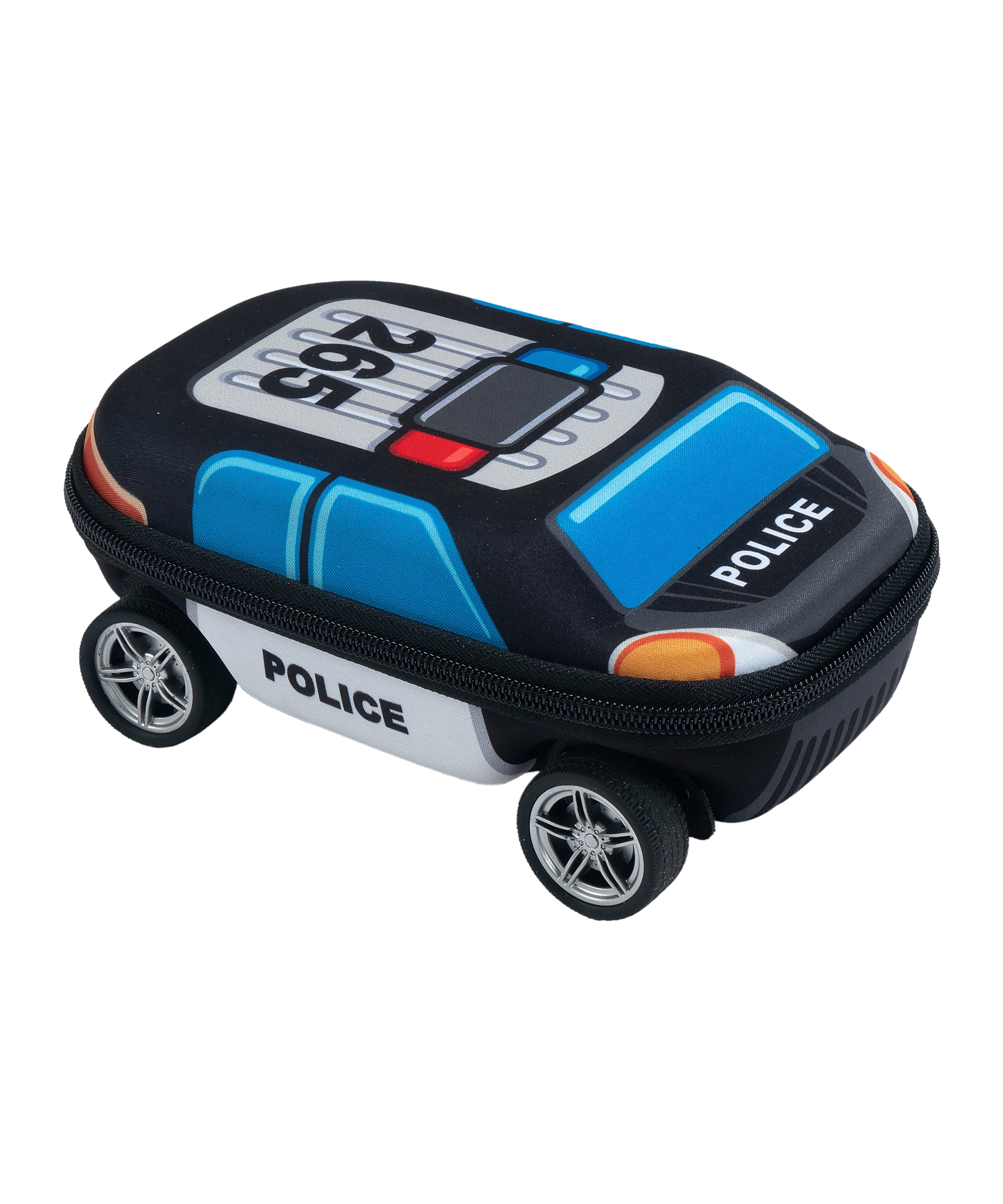 ZIPIT 3D Car Pencil Case for Kids – Molded Hardtop Storage Box & Organizer with Zipper Closure, Large Capacity School Supply Box for Boys & Girls (Fire Truck Rescue / Police Car)