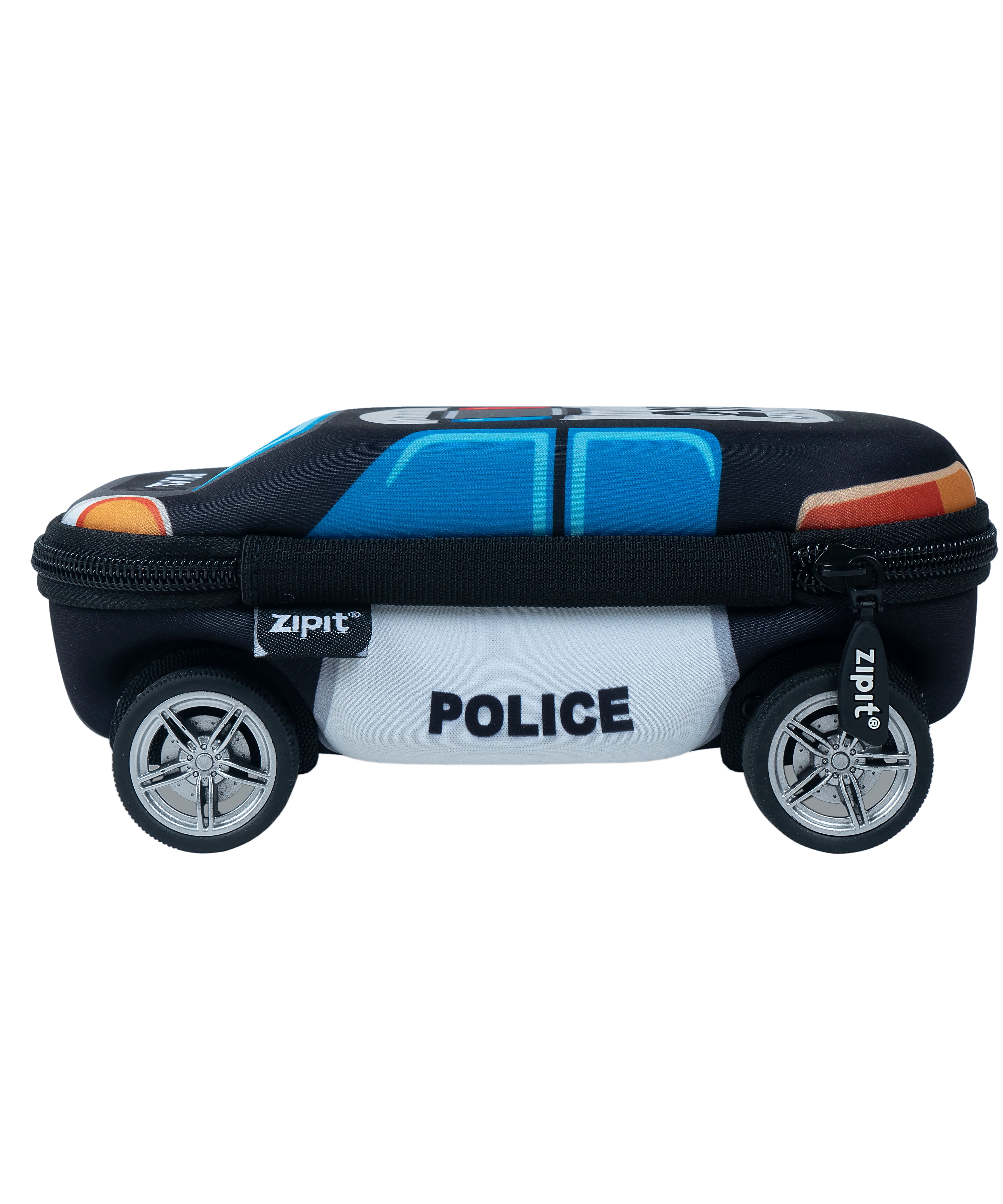 ZIPIT 3D Car Pencil Case for Kids – Molded Hardtop Storage Box & Organizer with Zipper Closure, Large Capacity School Supply Box for Boys & Girls (Fire Truck Rescue / Police Car)