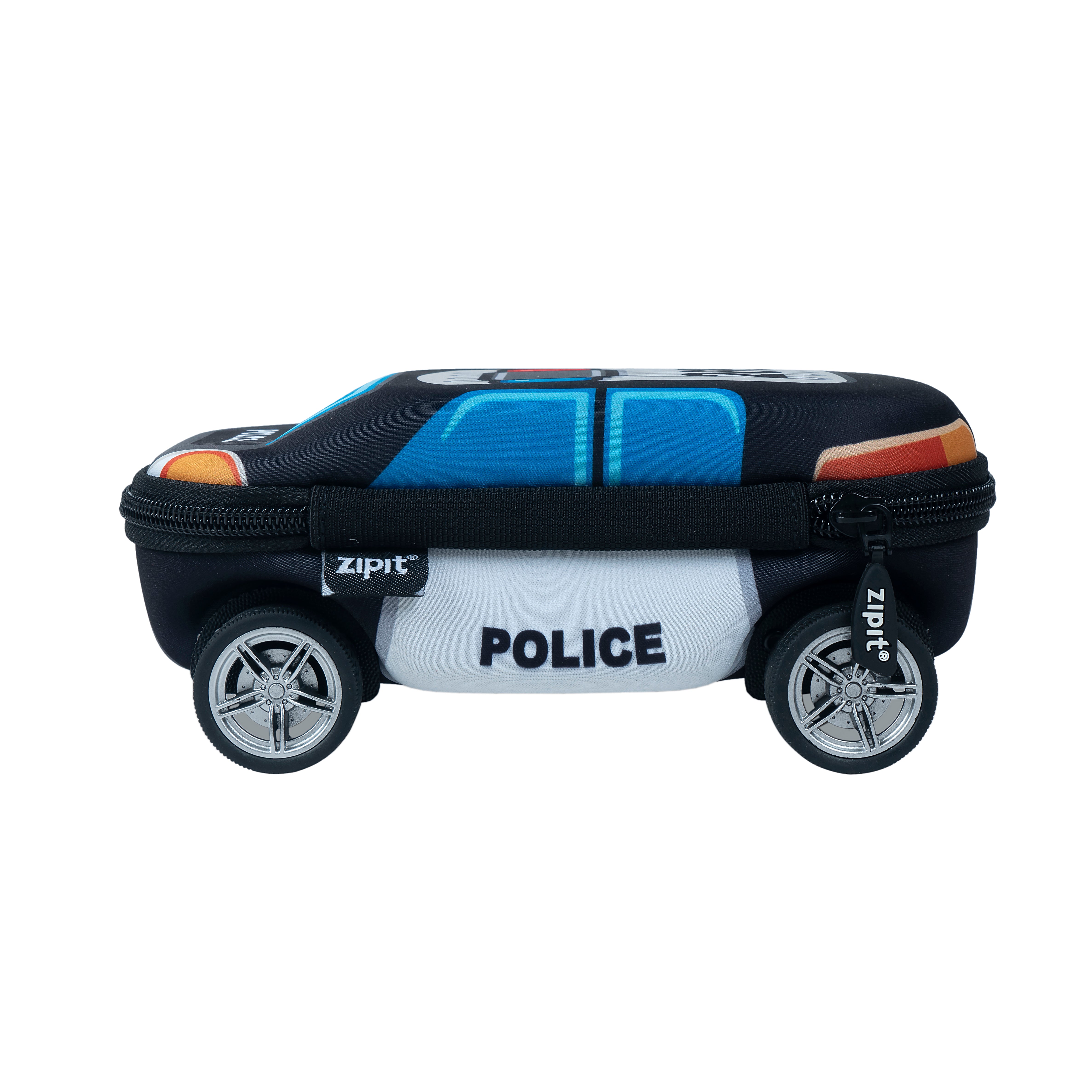ZIPIT 3D Car Pencil Case for Kids – Molded Hardtop Storage Box & Organizer with Zipper Closure, Large Capacity School Supply Box for Boys & Girls (Fire Truck Rescue / Police Car)