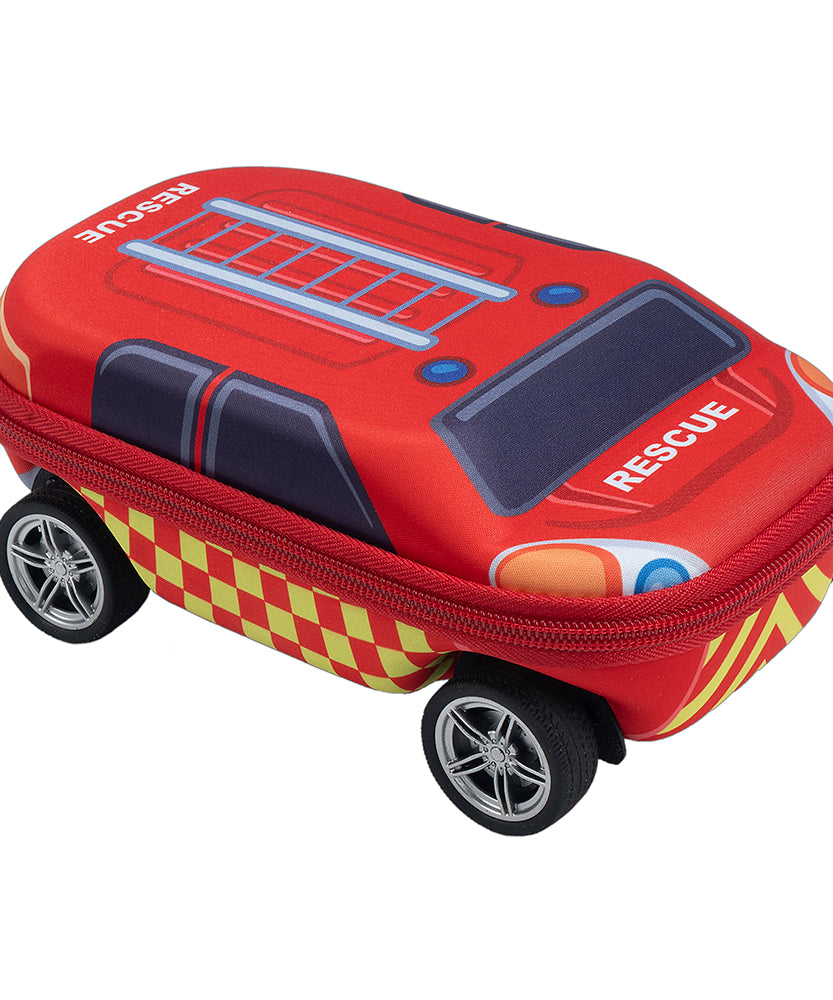 ZIPIT 3D Car Pencil Case for Kids – Molded Hardtop Storage Box & Organizer with Zipper Closure, Large Capacity School Supply Box for Boys & Girls (Fire Truck Rescue / Police Car)