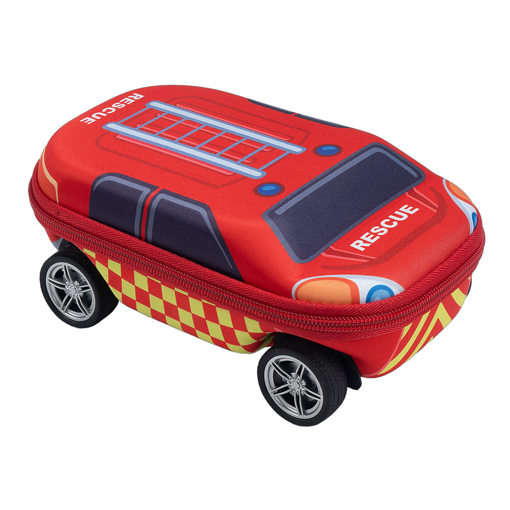 ZIPIT 3D Car Pencil Case for Kids – Molded Hardtop Storage Box & Organizer with Zipper Closure, Large Capacity School Supply Box for Boys & Girls (Fire Truck Rescue / Police Car)